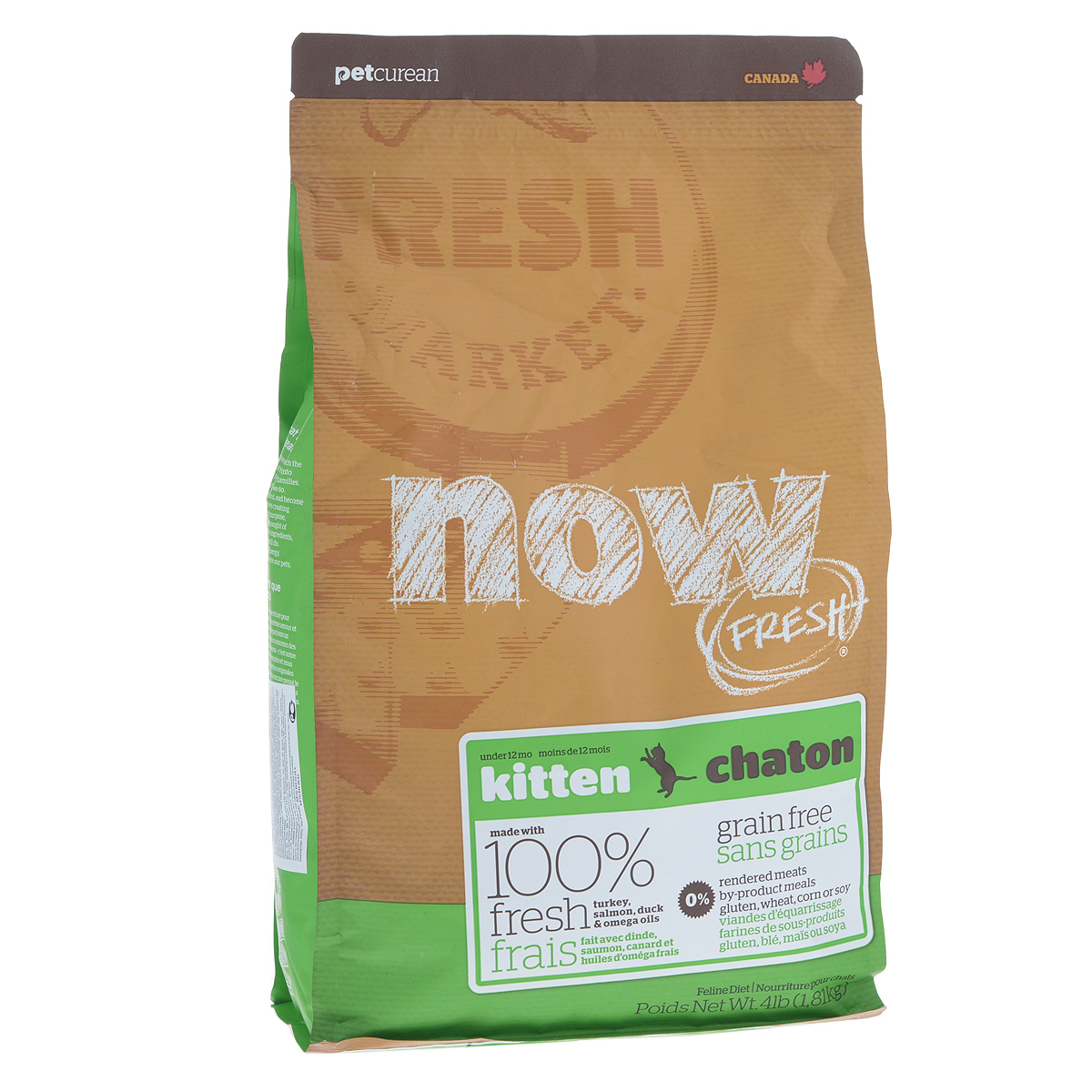 Корм сухой Now Fresh для котят, беззерновой, с индейкой, уткой и овощами, 1,81 кг20039 Корм сухой Now Fresh для котят, беззерновой, с индейкой, уткой и овощами, 1,81 кг20039Now Fresh - полностью сбалансированный холистик корм для котят с 5 недели до 1 года из свежего филе индейки, лосося и утки, выращенных на канадских фермах.Также корм подходит беременным и кормящим кошкам. При производстве кормов используется только свежее мясо индейки, утки, лосося, кокосовое и рапсовое масло. Ключевые преимущества: - полностью беззерновой, - не содержит субпродуктов, красителей, говядины, мясных ингредиентов, выращенных на гормонах, - наличие всех питательных компонентов для правильного развития костей и суставов, - оптимальное соотношение белков и жиров помогает кошек оставаться здоровым и сохранять отличную форму, - докозагексаеновая кислота (DHA) и эйкозапентаеновая кислота (EPA) необходима для нормальной деятельности мозга и здорового зрения, - пробиотики и пребиотики обеспечивают здоровое пищеварение, - таурин необходим для здоровья глаз и нормального функционирования сердечной мышцы, -...