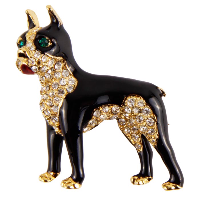 Винтажная брошь Dog. Ювелирный сплав, лак, стразы. Франция, конец ХХ векаFH29823 Винтажная брошь Dog. Ювелирный сплав, лак, стразы. Франция, конец ХХ векаFH29823Винтажная брошь Dog. Ювелирный сплав, лак, стразы. Франция, конец ХХ века. Размер броши 3 х 4 см. Сохранность хорошая. Брошь прекрасного качества. Мастерство ювелира видно в каждой детали броши. Лак по металлу выполнен вручную. Кристаллы ювелирной огранки переливаются всеми оттенками радуги, при попадании на них лучей света. Глазки собаки - кристаллы изумрудного цвета огранки наветте. Чудесная брошь как в подарок, так и для дополнения своего собственного образа.