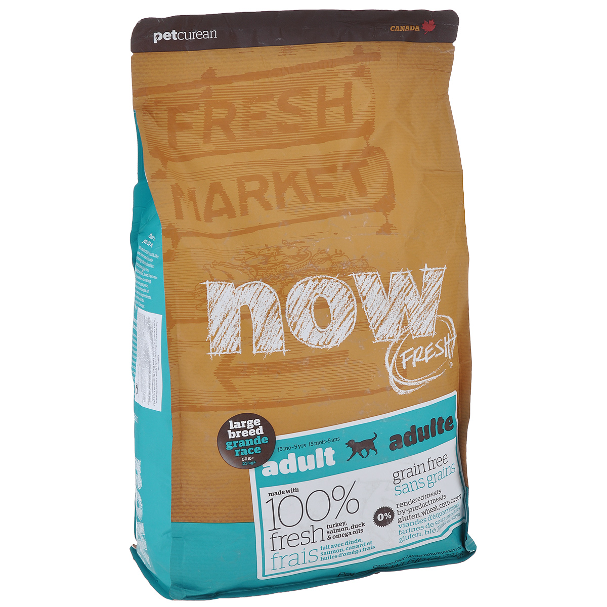 Корм сухой Now Fresh для взрослых собак крупных пород, беззерновой, с индейкой, уткой и овощами, 2,72 кг10125 Корм сухой Now Fresh для взрослых собак крупных пород, беззерновой, с индейкой, уткой и овощами, 2,72 кг10125Сухой корм Now Fresh - полностью сбалансированный корм для взрослых собак крупных пород с 15 месяцев до 5 лет из филе индейки и утки, выращенных на канадских фермах, из лосося без костей, выловленного в озерах Британской Колумбии. При производстве кормов используется только свежее мясо индейки, утки, лосося, кокосовое и рапсовое масло. Это первый беззерновой корм с сбалансированным содержание белков и жиров, что помогает вашему животному оставаться здоровым и сохранять отличную форму. Ключевые преимущества: - Не содержит субпродуктов, красителей, говядины, мясных ингредиентов, выращенных на гормонах, - Новозеландские зеленые мидии, глюкозамин и хондроитин способствуют здоровью суставов, - L-карнитин и таурин необходимы для здоровья сердечно-сосудистой системы, - Пробиотики и пребиотики обеспечивают здоровое пищеварение, - Омега-масла в составе необходимы для здоровой кожи и шерсти, - Антиоксиданты укрепляют...