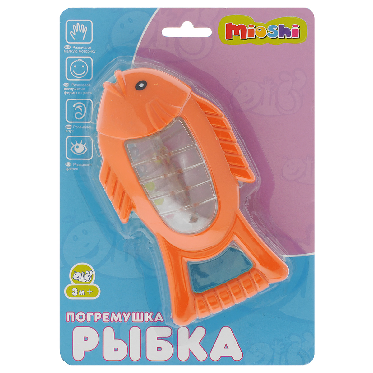 Развивающая игрушка-погремушка Mioshi Рыбка, цвет: оранжевыйTY9038 Развивающая игрушка-погремушка Mioshi Рыбка, цвет: оранжевыйTY9038Яркая развивающая игрушка-погремушка Mioshi Рыбка надолго займет внимание вашей крохи. Игрушка выполнена из безопасного пластика в виде забавной рыбки. У рыбки прозрачное брюшко, в котором разноцветные шарики-икринки и забавно гремят. Игрушка развивает цветовое и звуковое восприятие, тактильные ощущения и наблюдательность.