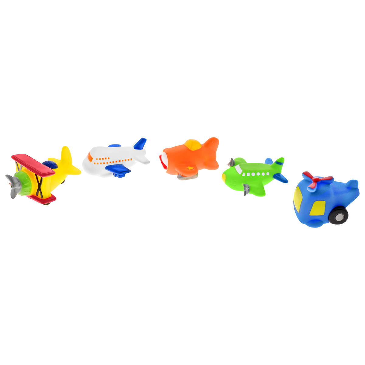 Игровой набор для ванны Mioshi Воздушное путешествие, 5 штMAU0304-011 Игровой набор для ванны Mioshi Воздушное путешествие, 5 штMAU0304-011С набором для ванны Mioshi Воздушное путешествие ваш малыш с удовольствием будет совершать воздушное путешествие на территории ванной комнаты. В комплекте малыш обнаружит набор из 5 красочных авиатранспортных средств. Все составляющие набора приятны на ощупь, имеют удобную для захвата маленькими пальчиками эргономичную форму и быстро сохнут. Забавным дополнением также будет возможность игрушек брызгать водой при сжатии. Устраивайте водные сражения! Игрушки Mioshi Aqua помогают малышам быстрее приспосабливаться к водной среде, а процесс принятия водных процедур делают веселым и увлекательным.