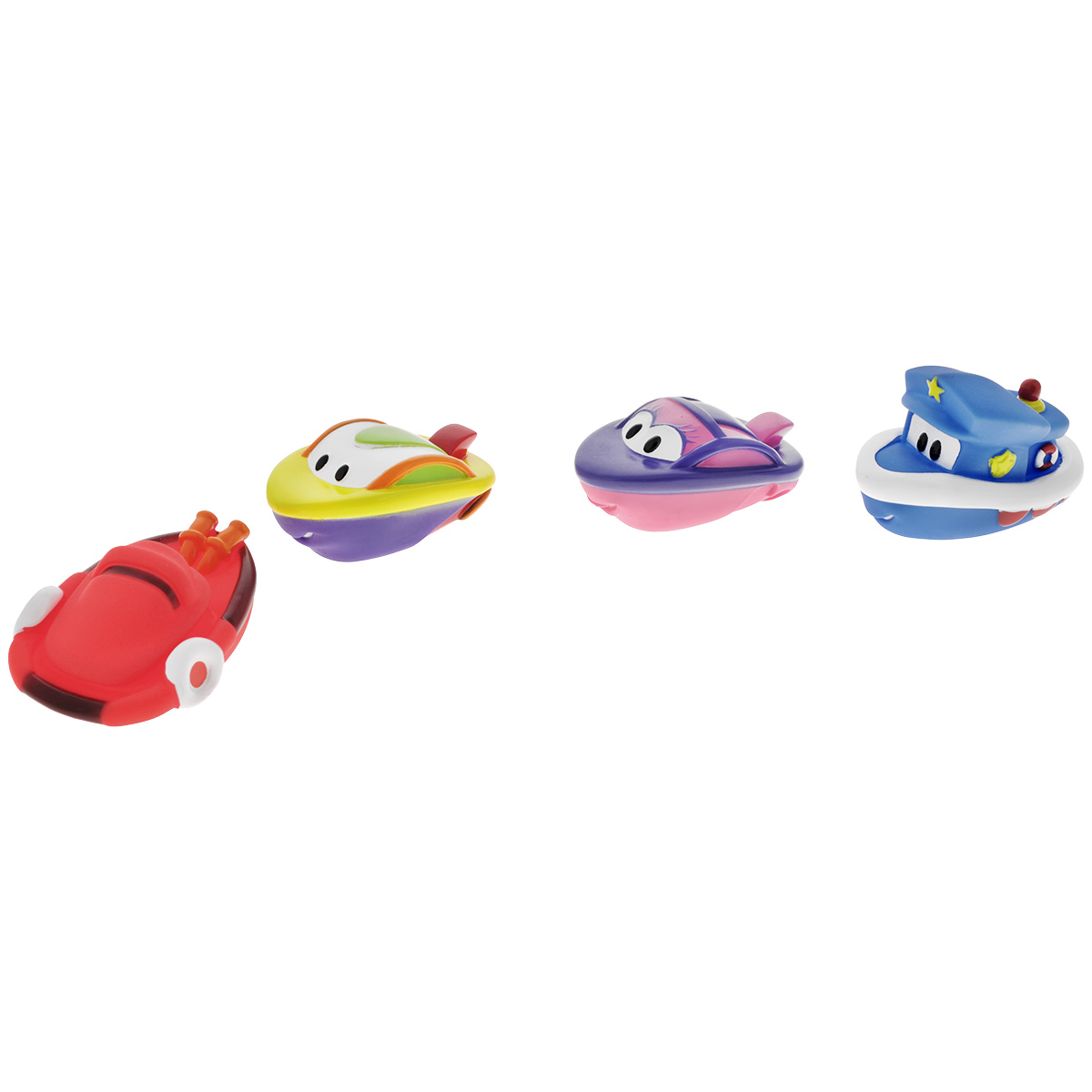 Игровой набор для ванны Mioshi Катерочки, 4 штMAU0304-015 Игровой набор для ванны Mioshi Катерочки, 4 штMAU0304-015С набором для ванны Mioshi Катерочки принимать водные процедуры станет ещё веселее и приятнее. Набор включает в себя четыре разные игрушки в виде красочных лодочек-катеров. Все составляющие набора приятны на ощупь, имеют удобную для захвата маленькими пальчиками эргономичную форму и быстро сохнут. Забавным дополнением также будет возможность игрушек брызгать водой при сжатии. Устраивайте водные сражения! Игрушки Mioshi Aqua помогают малышам быстрее приспосабливаться к водной среде, а процесс принятия водных процедур делают веселым и увлекательным.