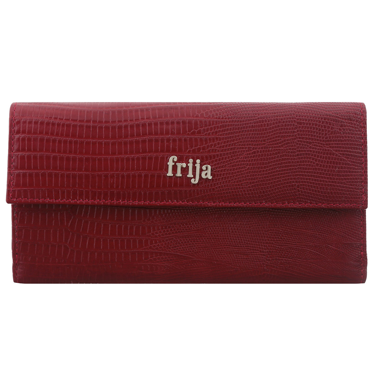 Портмоне женское Frija, цвет: темно-красный. 15-3006-1115-3006-11 Портмоне женское Frija, цвет: темно-красный. 15-3006-1115-3006-11Портмоне Frija выполнено из высококачественной натуральной кожи с оригинальным тиснением. Модель содержит два внешних отделения. С одной стороны отделение закрывается хлястиком на кнопке, с другой стороны отделение под мелочь закрывается клапаном на кнопку. Внутри - два отделения для купюр, два скрытых кармана, тринадцать кармашков для пластиковых карт, кармашек с прозрачной вставкой. Классический дизайн и стильный декор в сочетании с удобством и вместительностью делают этот аксессуар незаменимым.