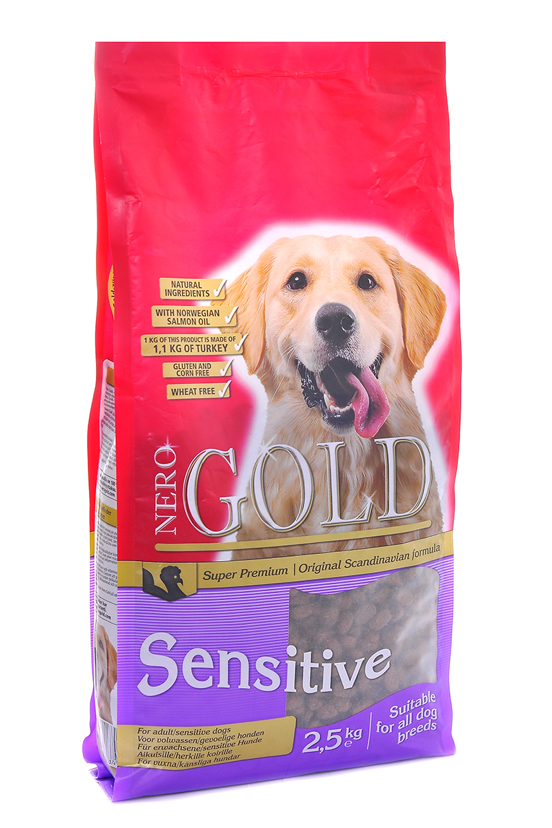 NERO GOLD super premium Для Чувствительных собак с Индейкой и рисом (Sensitive Turkey 23/13), 2,5 кг.10076 NERO GOLD super premium Для Чувствительных собак с Индейкой и рисом (Sensitive Turkey 23/13), 2,5 кг.10076Состав: дегидрированное мясо индейки, рис, куриный жир, мякоть свеклы, льняное семя, гидролизованная куриная печень, дрожжи, минералы и витамины, гидролизованные хрящи (источник хондроитина), гидролизат ракообразных (источник глюкозамина), L-карнитин, лецитин, инулин (ФОС), таурин. Условия хранения: в прохладном темном месте.