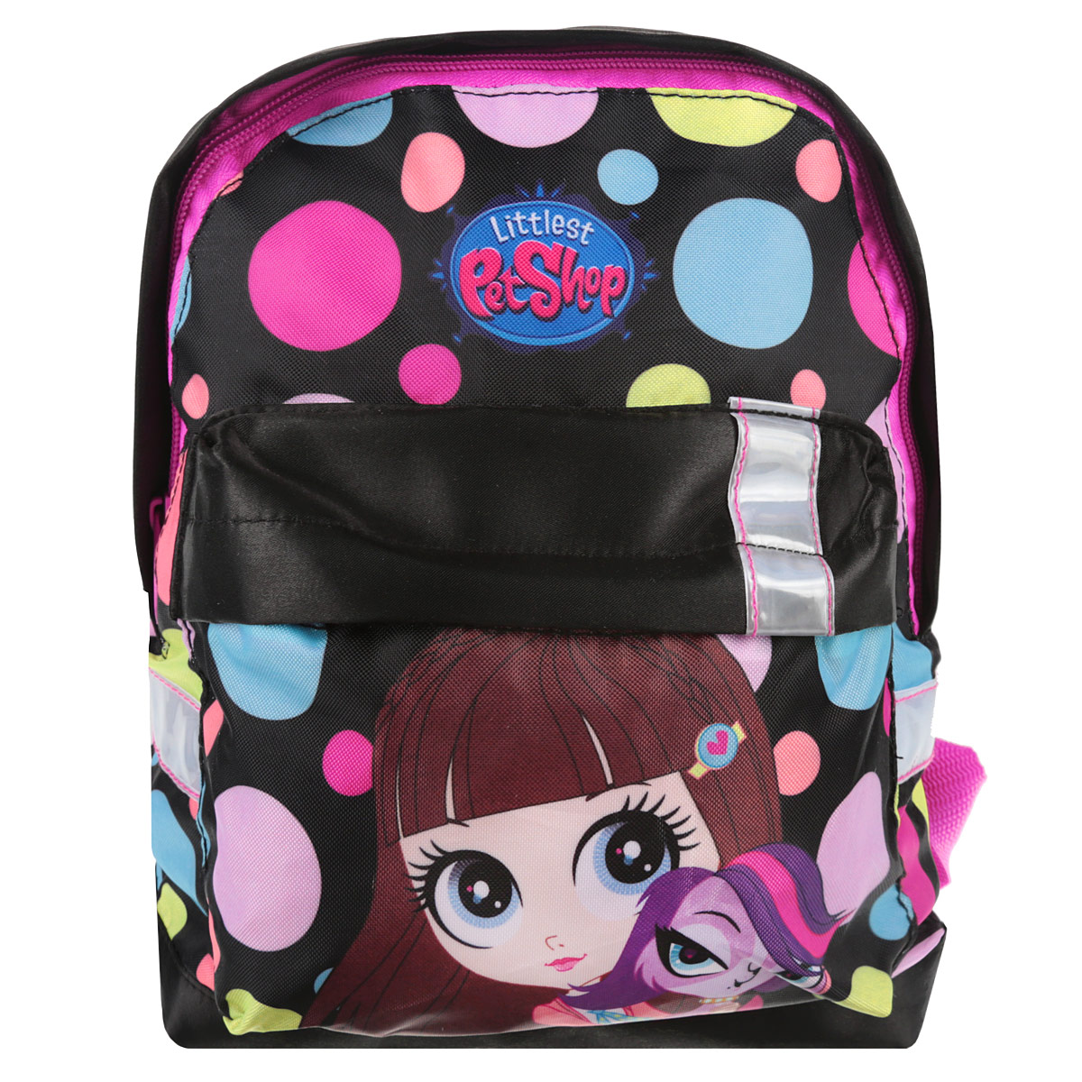 Рюкзак детский Kinderline Littlest Pet Shop, цвет: черный, розовый. LPCB-UT3-502SLPCB-UT3-502S Рюкзак детский Kinderline Littlest Pet Shop, цвет: черный, розовый. LPCB-UT3-502SLPCB-UT3-502SРюкзак детский Kinderline Littlest Pet Shop выполнен из износоустойчивых материалов и декорирован ярким рисунком. Рюкзак имеет одно вместительное основное отделение, закрывающееся на молнию. На лицевой стороне изделие дополнено вместительным накладным карманом на застежке-молнии. Ранец оснащен светоотражателями, удобной ручкой для переноски и двумя широкими лямками, регулируемой длины. С модным рюкзаком Littlest Pet Shop ваш малыш будет звездой! Стильный и продуманный до мелочей рюкзак позаботится о том, чтобы прогулки доставляли ребенку только удовольствие.