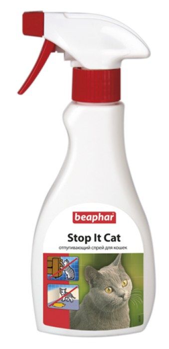 Beaphar Stop it Cat спрей отпугивающий для кошек 250 мл45746 Beaphar Stop it Cat спрей отпугивающий для кошек 250 мл45746Спрей для отпугивания кошек. Поможет вам отвадить кошек от мест, где их пребывание нежелательно. Надежно защитит предметы обихода от порчи или загрязнений кошками.