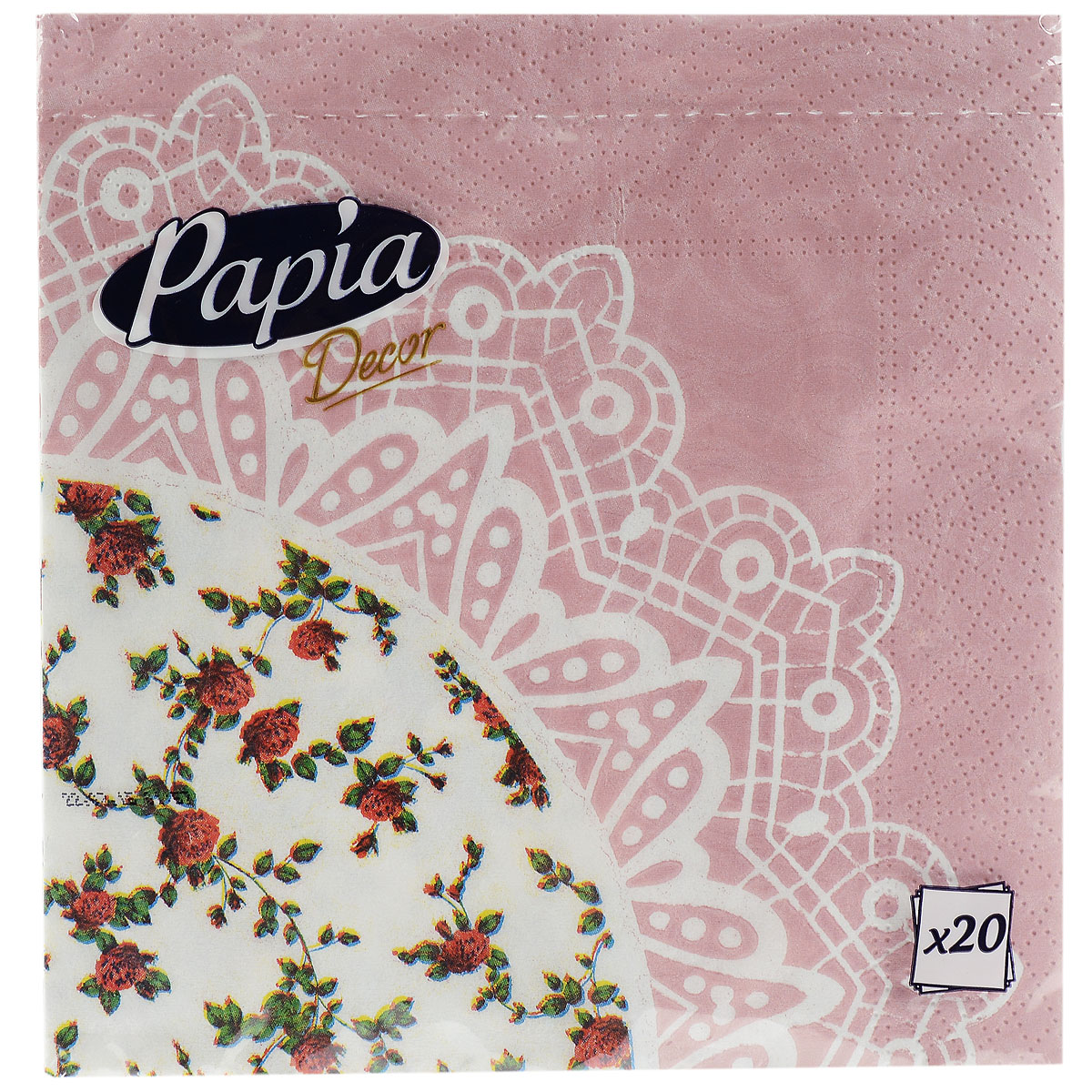Салфетки бумажные Papia Decor, трехслойные, цвет: белый, розовый, 33 x 33 см, 20 шт15302_цветы Салфетки бумажные Papia Decor, трехслойные, цвет: белый, розовый, 33 x 33 см, 20 шт15302_цветыТрехслойные салфетки Papia Decor, выполненные из 100% целлюлозы, оформлены красивым цветочным рисунком. Салфетки предназначены для красивой сервировки стола. Оригинальный дизайн салфеток добавит изысканности вашему столу и поднимет настроение. Размер салфеток: 33 см х 33 см.