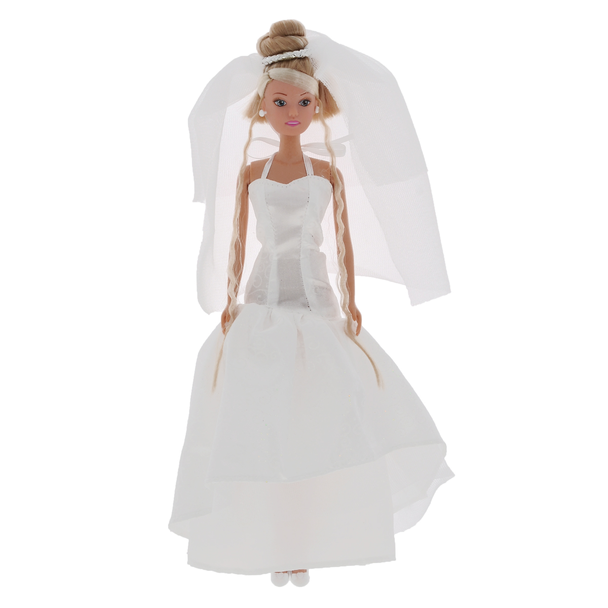 Simba Кукла Steffi Love Wedding5733414 Simba Кукла Steffi Love Wedding5733414Кукла Simba Steffi Love. Wedding надолго займет внимание вашей малышки и подарит ей множество счастливых мгновений. Кукла изготовлена из пластика, ее голова, ручки и ножки подвижны, что позволяет придавать ей разнообразные позы. Куколка одета в пышное свадебное платье, декорированное блестками, ее волосы украшены воздушной фатой. Чудесные длинные волосы куклы так весело расчесывать и создавать из них всевозможные прически, плести косички, жгутики и хвостики. Благодаря играм с куклой, ваша малышка сможет развить фантазию и любознательность, овладеть навыками общения и научиться ответственности, а дополнительные аксессуары сделают игру еще увлекательнее. Порадуйте свою принцессу таким прекрасным подарком!