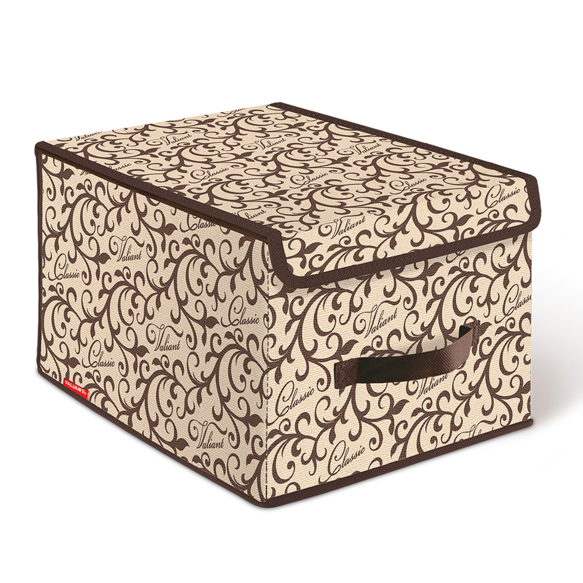 Короб стеллажный Valiant Classic, с крышкой, 30 х 40 х 25 смCL-BOX-LM Короб стеллажный Valiant Classic, с крышкой, 30 х 40 х 25 смCL-BOX-LMСтеллажный короб Valiant Classic изготовлен из высококачественного нетканого материала, который обеспечивает естественную вентиляцию, позволяя воздуху проникать внутрь, но не пропускает пыль. Вставки из плотного картона хорошо держат форму. Короб снабжен специальной крышкой, которая фиксируется с помощью липучек. Изделие отличается мобильностью: легко раскладывается и складывается. В таком коробе удобно хранить одежду, белье и мелкие аксессуары. Оригинальный дизайн Classic погружает в романтическую атмосферу. Система хранения в едином дизайне станет стильным акцентом в современном гардеробе.