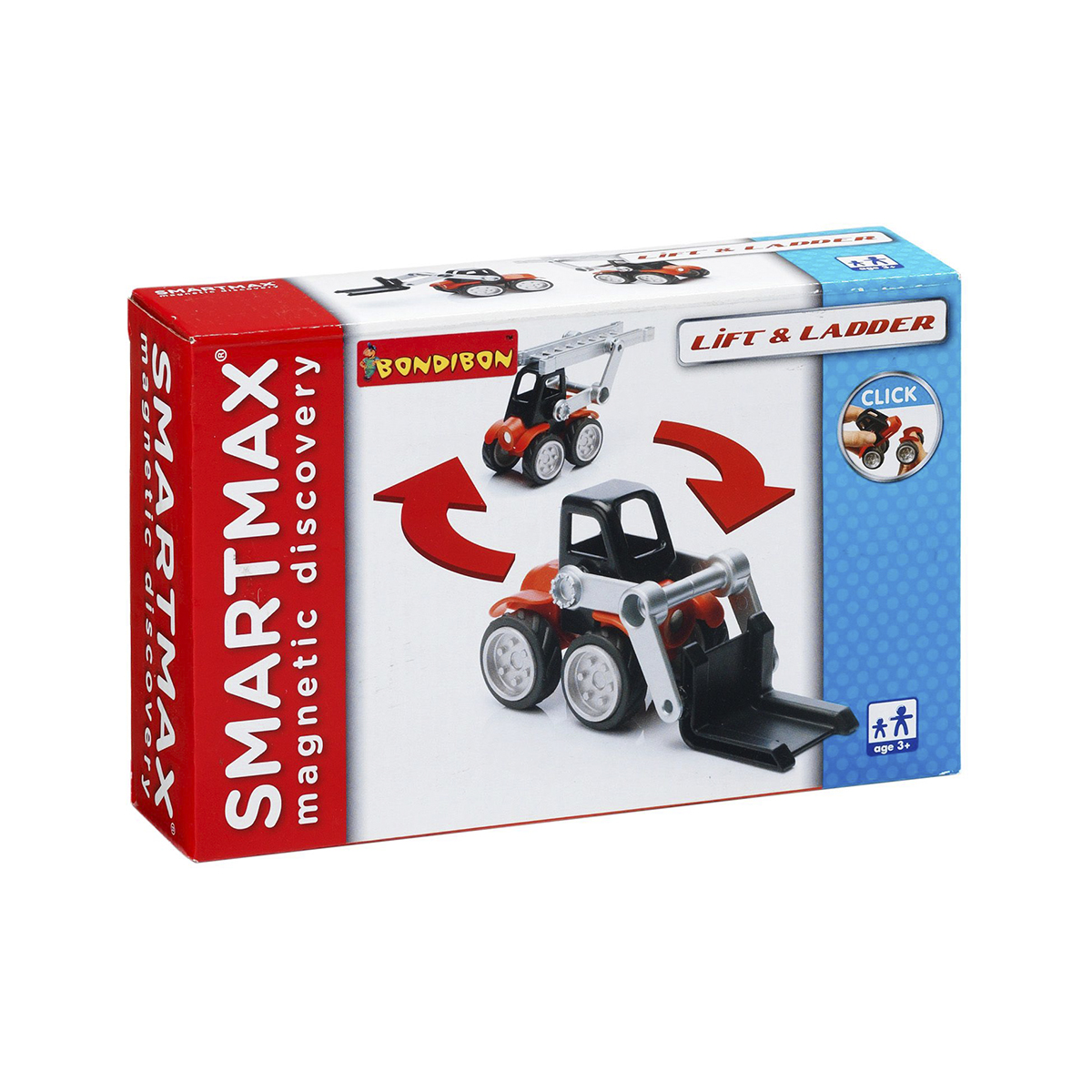 Bondibon Конструктор магнитный Smartmax СпецтехникаВВ0901 Bondibon Конструктор магнитный Smartmax СпецтехникаВВ0901Вам хочется угодить ребенку так, чтобы удовлетворить его потребность в пополнении спецтехники в его игрушечном гараже, еще одним конструктором и свою потребность в свободном времени? Значит, вам точно нужен именно такой конструктор! Благодаря крупным и легким деталям этот конструктор подходит для детей уже от 3 лет. В набор «Спецтехника» входит 7 деталей: 1 магнитная палочка SmartMax (короткая, 7 см); 2 пары колес; 1 кабина грузового автомобиля; 1 подъемник; 1 вилы погрузчика; 1 лестница. Колеса закреплены на металлической оси и обуты в настоящие резиновые шины. Детали, не содержащие магнитов, имеют простые и удобные крепления. Палочка имеет оболочку, сделанную из высококачественной пластмассы, и сердцевину – достаточно сильный магнит. Магнит держится внутри очень прочно, и его выпадение во время игры исключено. Этот мини-набор прекрасно подходит для первого знакомства ребенка с магнитными конструкторами. По картинке он соберет 2 модели: пожарную машину с лестницей и...