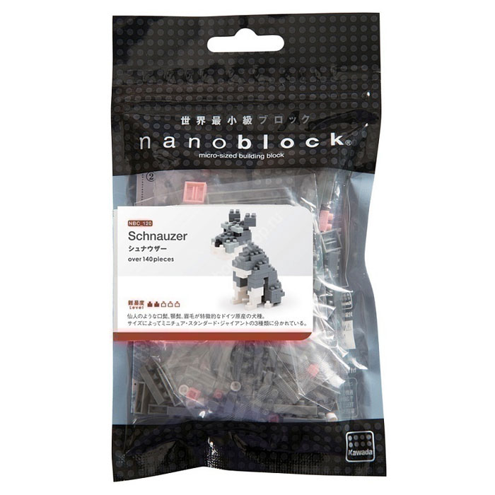 Nanoblock Мини-конструктор ШнауцерNBC_120 Nanoblock Мини-конструктор ШнауцерNBC_120Конструктор Nanoblock - самый маленький в мире конструктор, крайне необычный, как все японское. Высокоточные трехмерные модели из деталей подобных Лего, но предельно уменьшенных в размерах, стали хитом в Японии и буквально произвели фурор в Америке, Европе, Азии и Австралии. Чем-то сборка этого мини-Лего похожа на решение 3D-головоломки, особенно в момент, когда продолжительные усилия по сборке вознаграждаются появлением долгожданной конструкции. Schnauze по-немецки - морда, что указывает на наиболее характерную особенность породы - морду с бородой прямоугольной формы. Крупные ризеншнауцеры используются для караульной и розыскной службы, а вот карликовые разновидности бывают несколько взбалмошными, но их веселый, добродушный характер и безраздельная любовь к детям перекрывает всё. Nanoblock реализовал классический для этой породы окрас: серо-белый перец с солью. Примерное время сборки: 30 минут. В комплекте: 140 деталей + запасные, подробная инструкция по сборке.