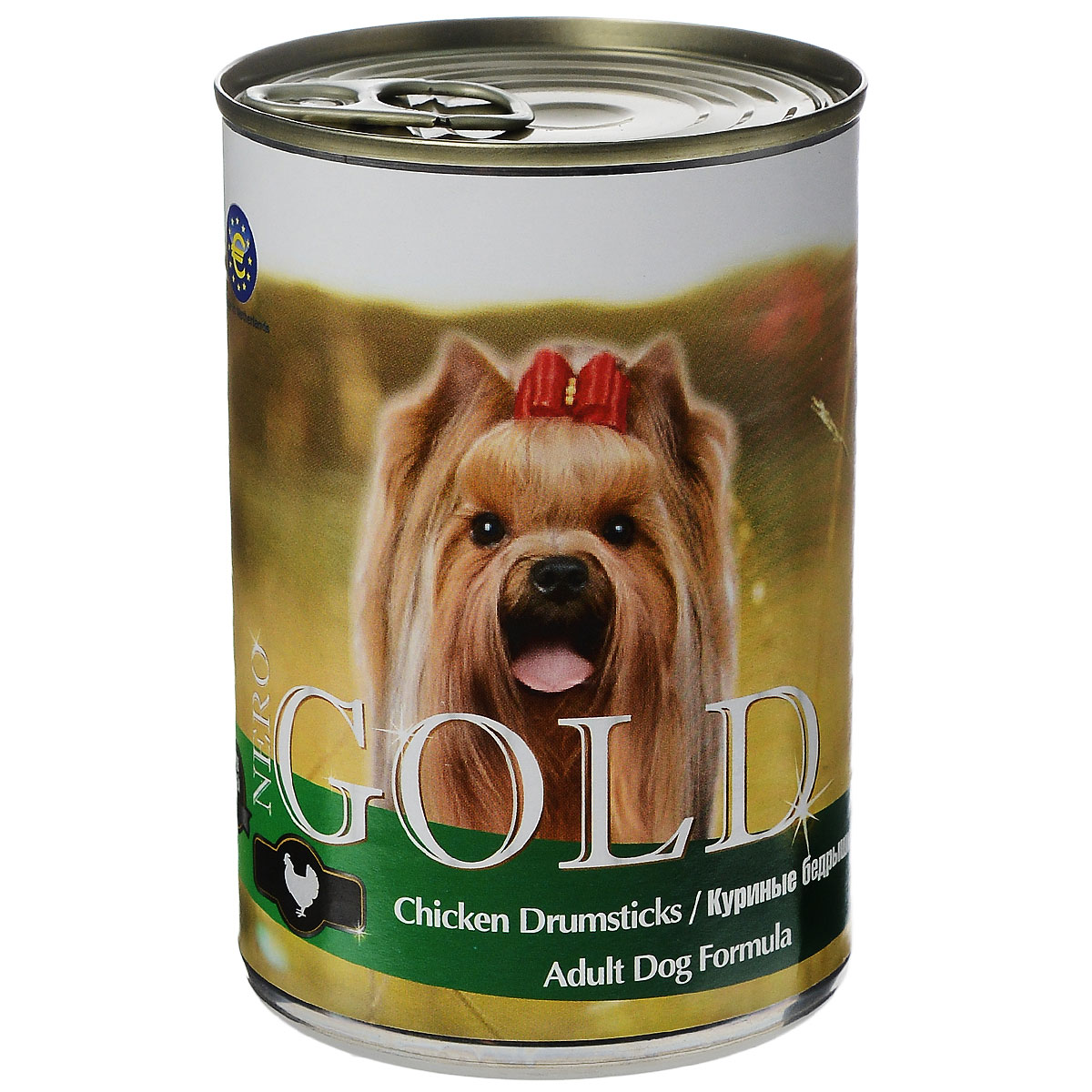 Консервы для собак Nero Gold, с куриными бедрышками, 410 г10273 Консервы для собак Nero Gold, с куриными бедрышками, 410 г10273Консервы для собак Nero Gold - полнорационный продукт, содержащий все необходимые витамины и минералы, сбалансированный для поддержания оптимального здоровья вашего питомца! Состав: мясо и его производные, филе курицы, злаки, витамины и минералы. Гарантированный анализ: белки 6,5%, жиры 4,5%, клетчатка 0,5%, зола 2%, влага 81%. Пищевые добавки на 1 кг продукта: витамин А 1600 МЕ, витамин D 140 МЕ, витамин Е 10 МЕ, железо 24 мг, марганец 6 мг, цинк 15 мг, медь 1 мг, магний 200 мг, йод 0,3 мг, селен 0,2 мг. Вес: 410 г. Товар сертифицирован.