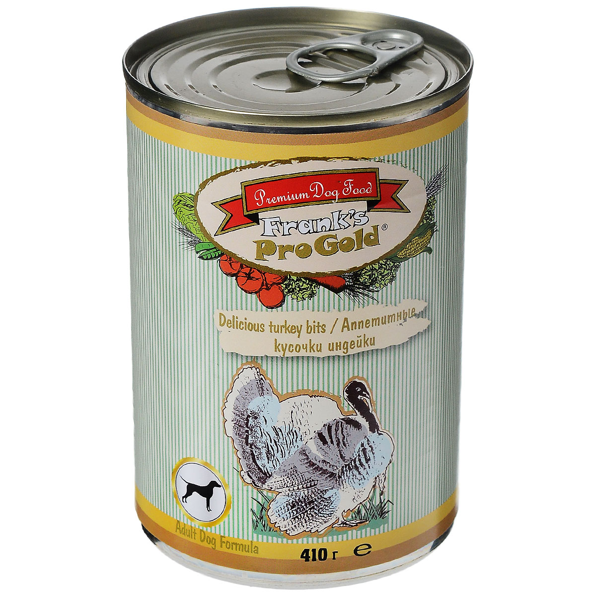 Консервы для собак Franks ProGold, с индейкой, 410 г19419 Консервы для собак Franks ProGold, с индейкой, 410 г19419Консервы для собак Franks ProGold - полнорационный продукт, содержащий все необходимые витамины и минералы, сбалансированный для поддержания оптимального здоровья вашего питомца! Ваш любимец, безусловно, оценит нежнейшие кусочки мяса в желе! Произведенные из натуральных ингредиентов, консервы Franks Pro Gold не содержат ГМО, сою, искусственных красителей, консервантов и усилителей вкуса. Состав: мясо курицы, индейка, мясо и его производные, злаки, витамины и минералы. Пищевая ценность: влажность 81%,белки 6,5%, жиры 4,5%, зола 2%, клетчатка 0,5%. Добавки: витамин A 1600 IU, витамин D 140 IU, витамин E 10 IU, железо E1 24 мг/кг, марганец E5 6 мг/кг, цинк E6 15 мг/кг, йодин E2 0,3 мг/кг. Калорийность: 393,6 ккал. Товар сертифицирован.