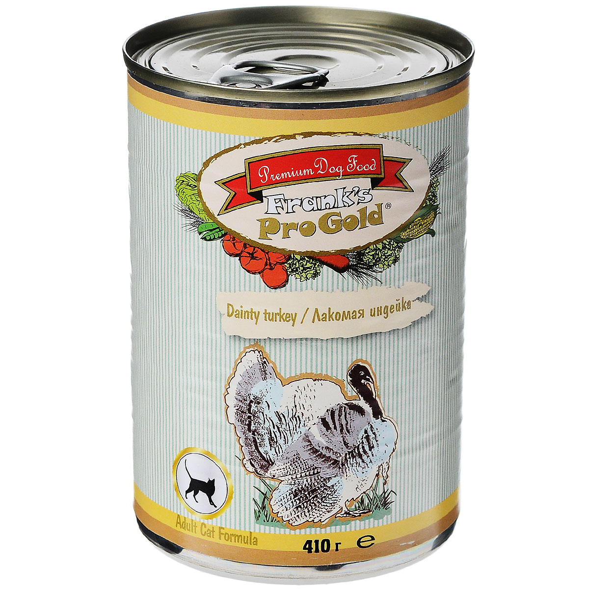 Консервы для кошек Franks ProGold, с индейкой, 410 г24715 Консервы для кошек Franks ProGold, с индейкой, 410 г24715Консервы для кошек Franks ProGold - полнорационный продукт, содержащий все необходимые витамины и минералы, сбалансированный для поддержания оптимального здоровья вашего питомца! Ваш любимец, безусловно, оценит нежнейшие кусочки мяса в желе! Произведенные из натуральных ингредиентов, консервы Franks Pro Gold не содержат ГМО, сою, искусственных красителей, консервантов и усилителей вкуса. Состав: мясо курицы, индейка, мясо и его производные, злаки, витамины и минералы. Пищевая ценность: влажность 81%,белки 6,5%, жиры 4,5%, зола 2%, клетчатка 0,5%. Добавки: витамин A 1600 IU, витамин D 140 IU, витамин E 10 IU, таурин 300 мг/кг, железо E1 24 мг/кг, марганец E5 6 мг/кг, цинк E6 15 мг/кг, йодин E2 0,3 мг/кг. Калорийность: 393,6 ккал. Товар сертифицирован.