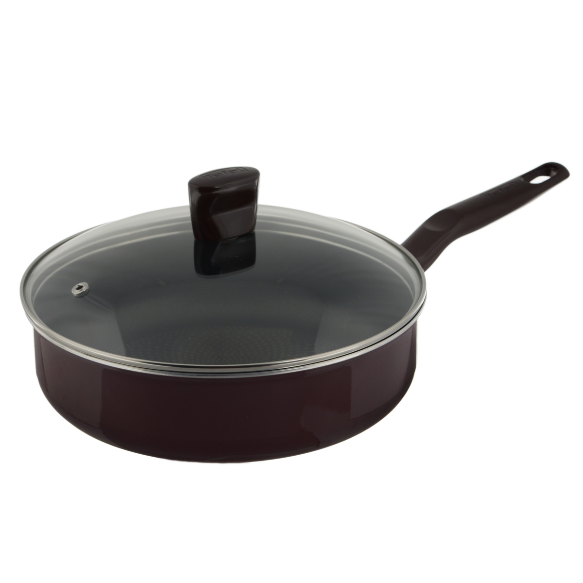 Сотейник Tefal Boost с крышкой, с антипригарным покрытием, цвет: вишневый, черный. Диаметр 24 см2100077026 Сотейник Tefal Boost с крышкой, с антипригарным покрытием, цвет: вишневый, черный. Диаметр 24 см2100077026Сотейник Tefal Boost изготовлен из литого алюминия с высококачественным антипригарным покрытием Resistium. Покрытие отличается особой прочностью и долгое время сохраняет свои свойства. На посуде с таким покрытием пищу можно готовить с минимальным добавлением подсолнечного масла, пища не пригорает и не прилипает к стенкам. После приготовления изделие очень легко моется. Кроме того, антипригарное покрытие абсолютно безопасно для здоровья и экологично, так как не содержит кадмия, при нагреве не выделяет вредных примесей PFOA и PTFE. Специальное дно Durabase обеспечивает равномерное распределение тепла, за счет чего пища готовится быстрее. Вся посуда Tefal оснащена уникальным индикатором Thermo-Spot. Когда надпись Thermo-Spot исчезнет, и диск станет равномерно красным, значит, сотейник нагрелся до оптимальной температуры, и можно начинать готовить. Такой индикатор поможет защитить посуду от перегрева, а значит, антипригарное покрытие прослужит вам дольше. Ручка...