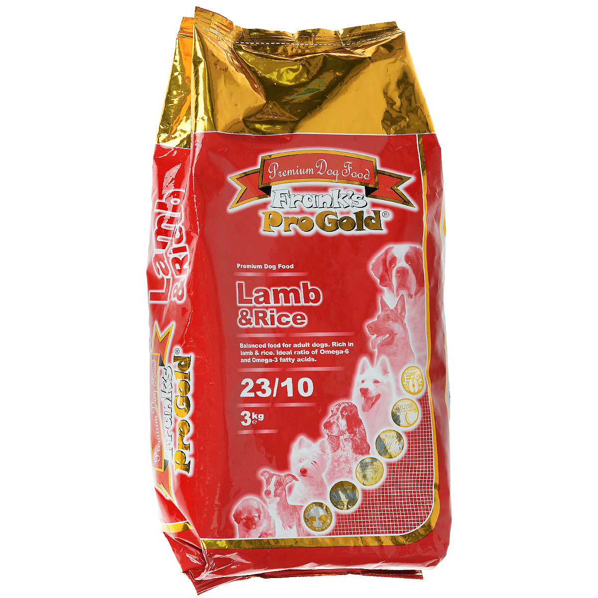 Корм сухой Franks ProGold для собак с деликатным пищеварением, с ягненком и рисом, 3 кг17921 Корм сухой Franks ProGold для собак с деликатным пищеварением, с ягненком и рисом, 3 кг17921Сухой корм Franks ProGold предназначен для взрослых собак с нормальным и пониженным уровнем активности. Превосходно подходит для аллергичных собакам и собак с чувствительным пищеварением. Рис и ячмень, входящие в состав корма, являются хорошим источником углеводов. Сухой корм Franks ProGold - отличный выбор для собак, склонных к полноте, благодаря низкому содержанию жира в составе. Идеальное сочетание жирных кислот Омега 6 и Омега 3 оказывает благоприятное влияние на шерсть и кожу вашей собаки, предотвращает проявление симптомов аллергии. Не содержит пшеницы, соевых добавок, ГМО. Состав: дегидрированное мясо ягненка (20%), рис (14%), сладкий картофель, ячмень, дегидрированный лосось, свекла, льняное семя, куриный жир, гидролизованная куриная печень, минералы и витамины, гидролизат хрящей (источник хондроитина), гидролизат ракообразных (источник глюкозамина), яичный порошок, дрожжи, L-карнитин, лецитин (0,5%), инулин (0,5% FOS), таурин. Пищевая ценность:...