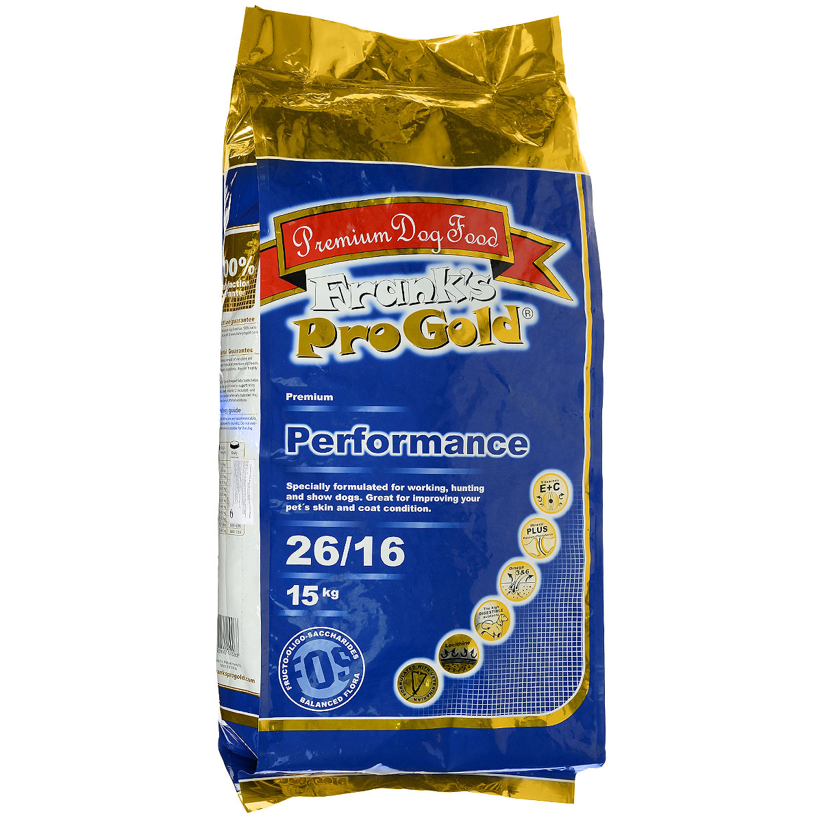 Корм сухой Franks ProGold Достойная победа для энергичных собак, 15 кг17920 Корм сухой Franks ProGold Достойная победа для энергичных собак, 15 кг17920Franks ProGold Достойная победа - полностью сбалансированный корм для энергичных собак. Такой корм обеспечивает крепкие кости и зубы, поддержку иммунитета, здоровую шерсть и кожу, развитую мускулатуру. Состав: мясо курицы, рис, злаки, куриный жир, свекла, рыбная мука, ячмень, семена льна, дрожжи, яичный порошок, куриная печень, минералы и витамины, гидролизат хрящей (источник хондротина), гидролизат ракообразных (источник глюкозамина), L-карнитин, лецитин (0,5%), инулин (0,5% фруктоолигосахариды), таурин. Пищевая ценность: белки 26,0%, жиры 16,0%, клетчатка 2,5%, зола 6,5%, влажность 8,0%, фосфор 0,8%, кальций 1,25%. Товар сертифицирован.
