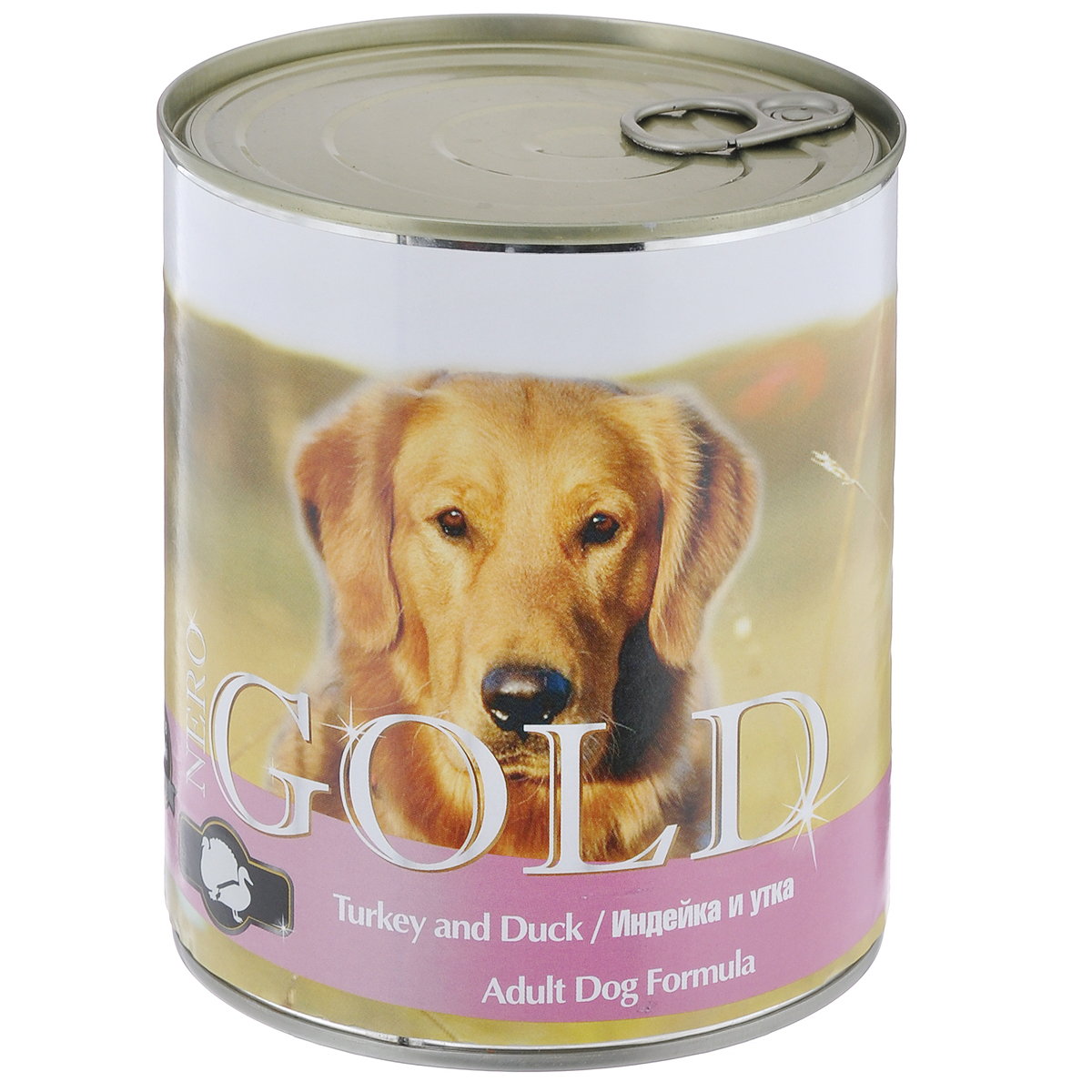 Консервы для собак Nero Gold, с индейкой и уткой, 810 г10318 Консервы для собак Nero Gold, с индейкой и уткой, 810 г10318Консервы для собак Nero Gold - полнорационный продукт, содержащий все необходимые витамины и минералы, сбалансированный для поддержания оптимального здоровья вашего питомца! Состав: мясо и его производные, филе курицы, филе индейки, филе утки, злаки, витамины и минералы. Гарантированный анализ: белки 6,5%, жиры 4,5%, клетчатка 0,5%, зола 2%, влага 81%. Пищевые добавки на 1 кг продукта: витамин А 1600 МЕ, витамин D 140 МЕ, витамин Е 10 МЕ, железо 24 мг, марганец 6 мг, цинк 15 мг, медь 1 мг, магний 200 мг, йод 0,3 мг, селен 0,2 мг. Вес: 810 г. Товар сертифицирован.