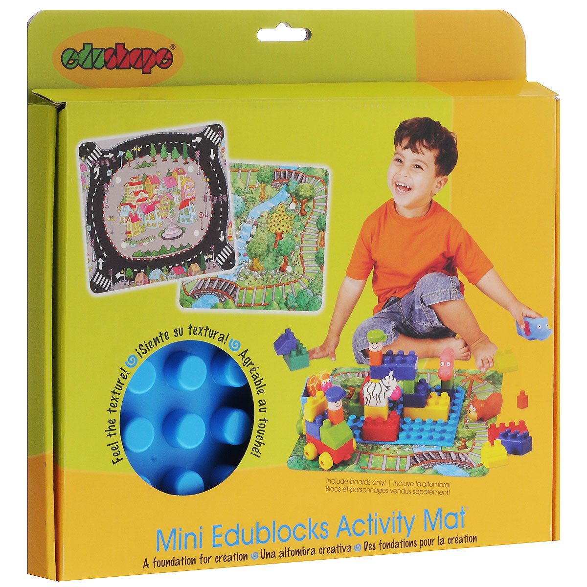 Edushape Мини-конструктор Acitivity Mat826030 Edushape Мини-конструктор Acitivity Mat826030Мини-конструктор для малышей Edushape надолго займет вашего малыша и не позволит ему скучать. Все детали конструктора выполнены из безвредных материалов. В комплекте вы найдете двухстороннее игровое поле с лесной тематике и городской, платформу для сборки конструктора и четыре фиксатора. На специальную съемную платформу можно выставлять различные фигурки, создавая свои сказочные истории. Фигурки в комплект не входят. Благодаря игре у ребенка развивается зрительное и цветовое восприятие, тренируется координация движений и мелкая моторика, а также развивается фантазия и воображение.