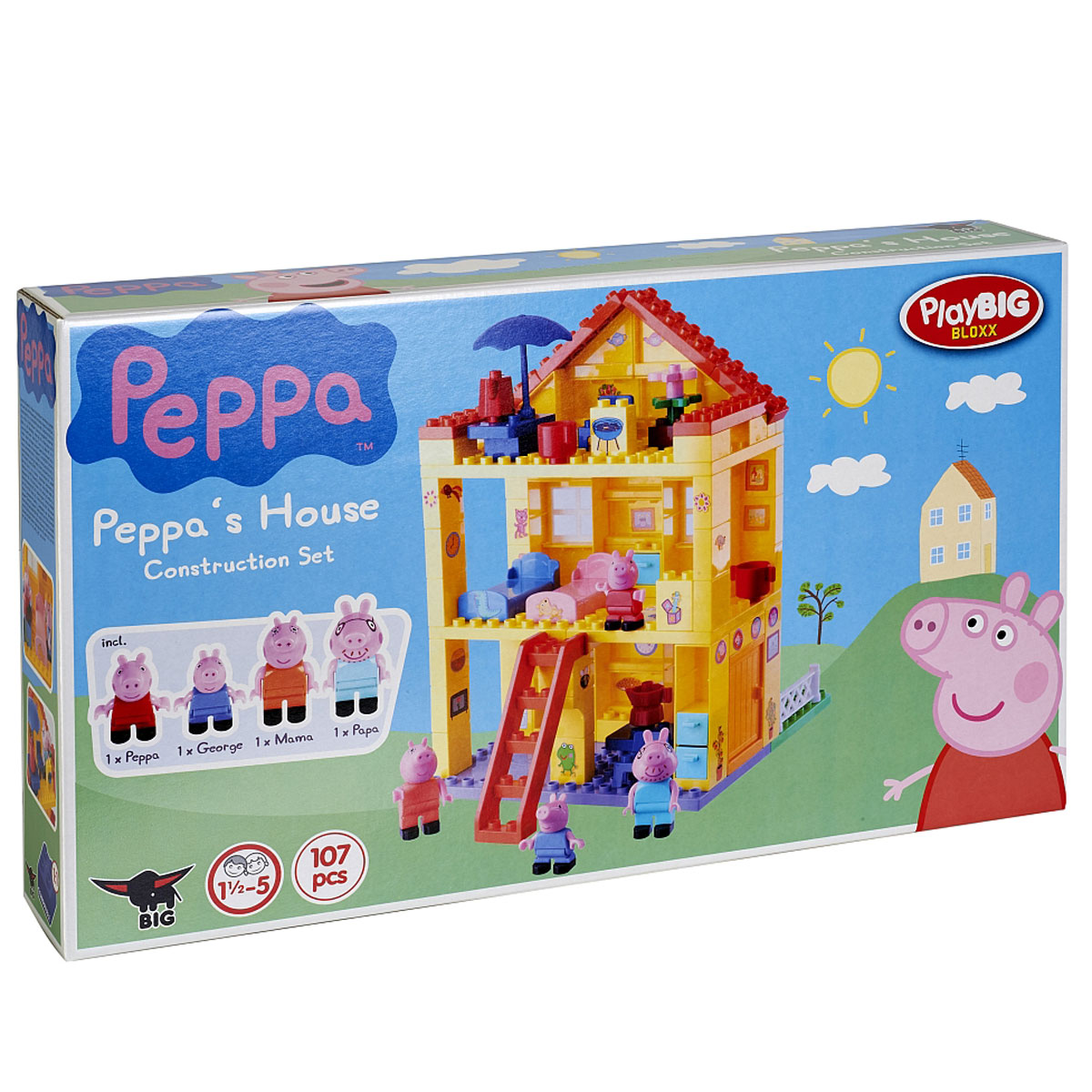 Peppa Pig Конструктор Любимый дом57078 Peppa Pig Конструктор Любимый дом57078Конструктор Play Big Peppa Pig. Любимый дом обязательно порадует поклонников всемирно известного британского мультика Свинка Пеппа. С таким конструктором ваш малыш сможет собрать домик Пеппы самостоятельно. В домике всеми любимой свинки несколько комфортабельных комнаток, кухня, есть даже терраса с садовой мебелью и принадлежностями для барбекю. Семейство Пеппы собирается на террасе каждые выходные и проводит время за приятной беседой, вкусной едой и, конечно же, веселыми играми. Красочный конструктор отлично развивает воображение ребенка, его логику и инженерное мышление, мелкую моторику. Набор содержит 107 деталей, в том числе фигурки Пеппы, Джорджа, Папы и Мамы. Рекомендуемый возраст: от 18 месяцев.