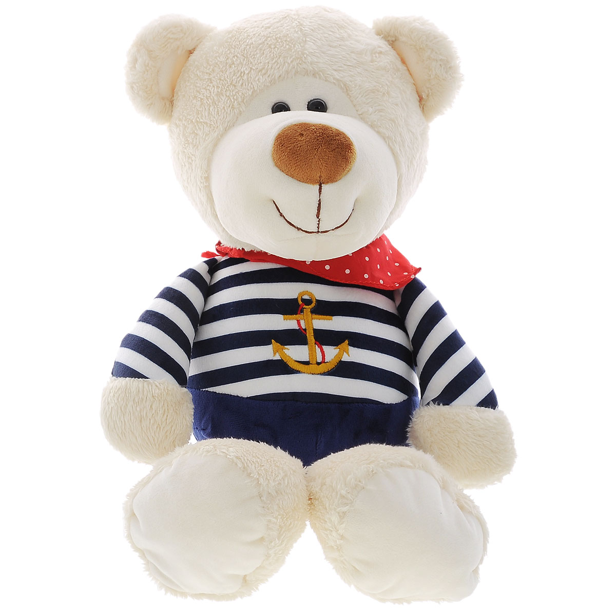 Мягкая игрушка Plush Apple Медведь моряк, 44 смK34124A Мягкая игрушка Plush Apple Медведь моряк, 44 смK34124AМягкая игрушка Plush Apple Медведь моряк выполнена в виде трогательного медвежонка. Игрушка изготовлена из высококачественных текстильных материалов. Медвежонок одет в одежду морского стиля с изображением якоря, а на шее повязана красная косынка. Глазки выполнены из пластика. С такой забавной игрушкой можно смело засыпать в кроватке или отправляться на прогулку. Порадуйте ребенка такой игрушкой.