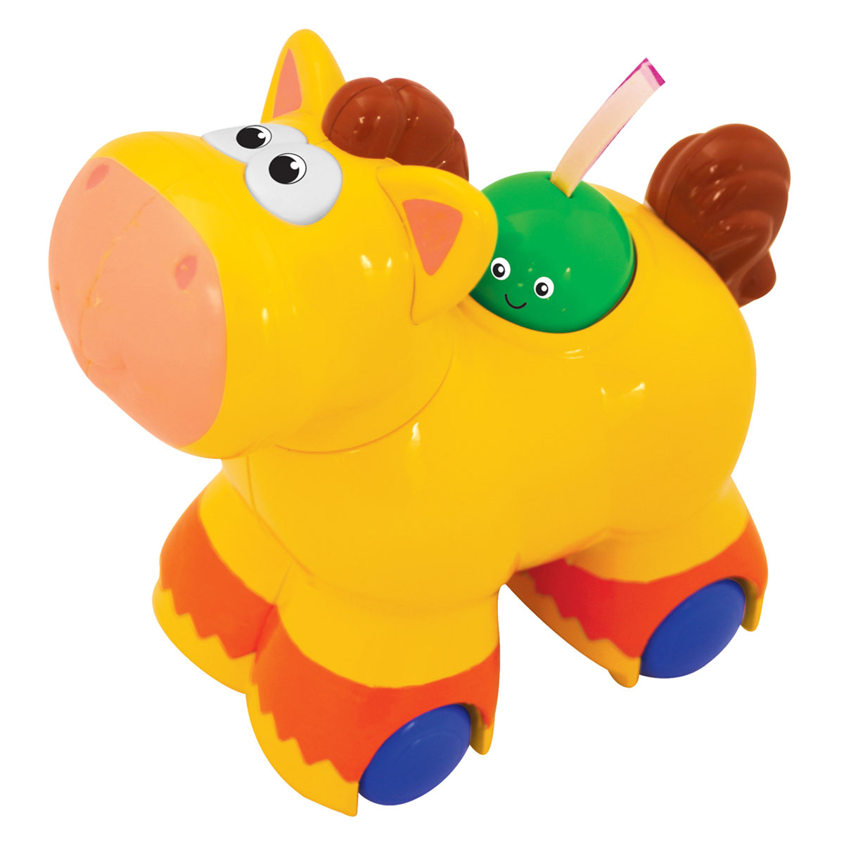 Kiddieland Игрушка-каталка ПониKID 045849 Kiddieland Игрушка-каталка ПониKID 045849Яркая игрушка-каталка Kiddieland Пони со звуковыми эффектами обязательно понравится малышу. Смешная и яркая игрушка-каталка развлечет малыша приятными мелодиями. При нажатии зеленого персонажа на спине лошадки игрушка едет сама, при этом звучат веселые мелодии, ржание, цокот копыт. Также нажатием этого персонажа переключается звук. Голова игрушки поворачивается, при этом раздается забавный треск. Игрушка способствует развитию, мелкой моторики, цветовосприятия, воображения и творческого мышления. Рекомендуемый возраст: от 12 месяцев. Питание: 2 батарейки типа АА (входят в комплект).