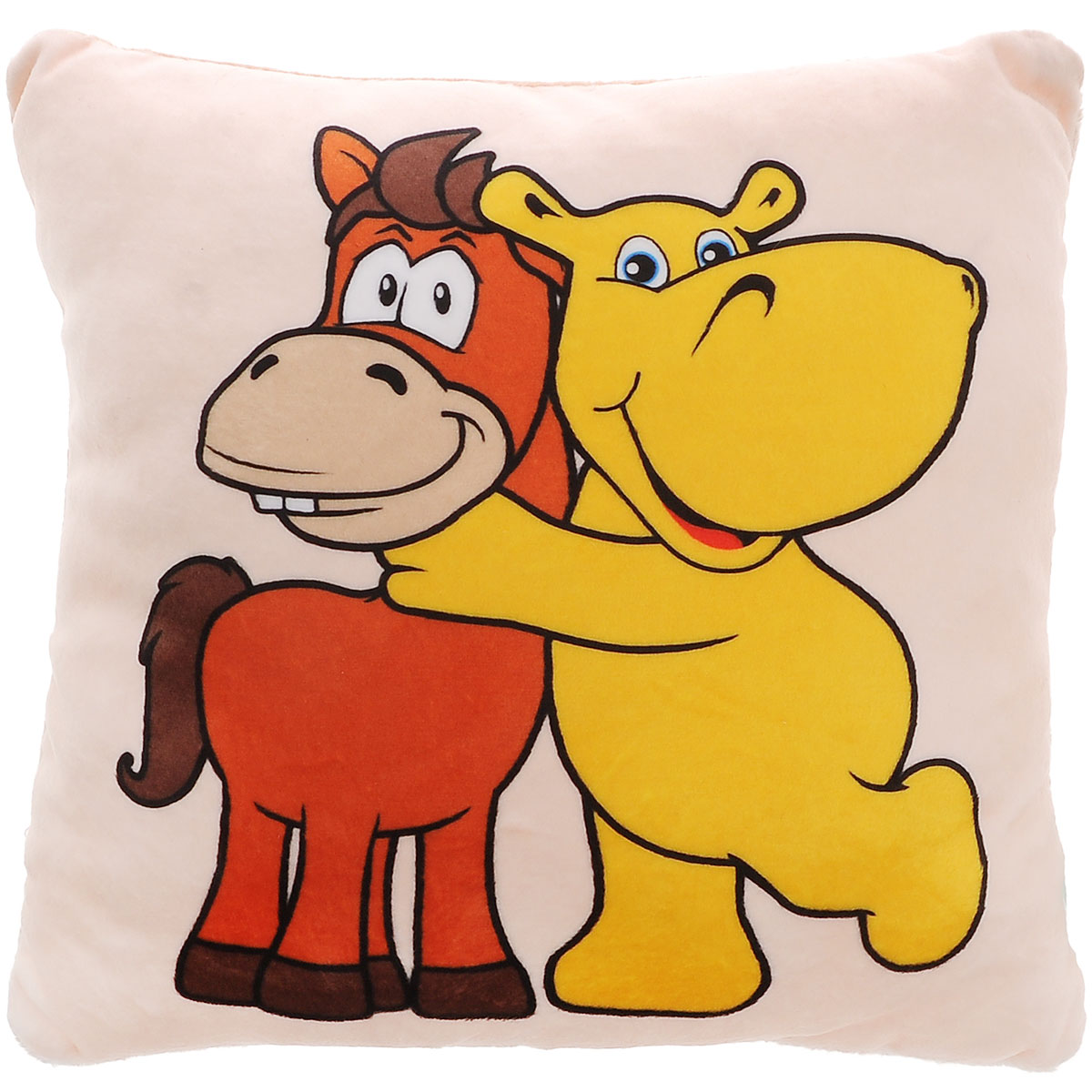 Plush Apple Подушка Лошадка и бегемотK35100A Plush Apple Подушка Лошадка и бегемотK35100AПодушка Plush Apple Лошадка и бегемот порадует вас своей оригинальностью и высоким качеством исполнения и станет прекрасным подарком для вашего ребенка. Данная модель пошита из высококачественных материалов, которые не содержат вредных красителей. Подушка квадратной формы очень мягкая и приятная на ощупь. На подушке изображены забавные лошадка и бегемотик. Подушку можно положить в автомобиль или украсить ею домашний интерьер.