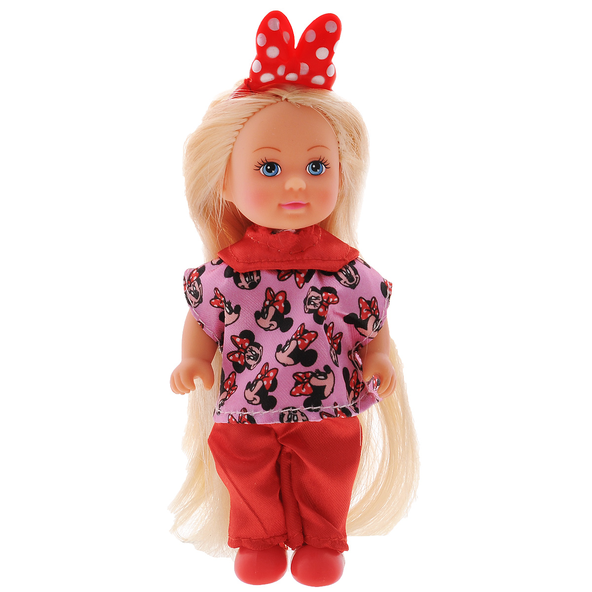 Simba Игровой набор Minnie Mouse Еви стилист5746513 Simba Игровой набор Minnie Mouse Еви стилист5746513Игровой набор Minnie Mouse: Еви стилист станет отличным подарком для вашей малышки. Набор включает в себя куколку Еви с длинными волосами и аксессуары для создания ей прически (фен, расчески, заколки). Все аксессуары выполнены из прочного безопасного пластика. Очаровательная куколка Еви одета в розово-красный костюм с изображением Minnie Mouse, на ногах красные ботиночки. Благодаря аксессуарам набора ваша малышка сможет создавать Еви различные образы и прически. Играя со своей маленькой подружкой, ребенок сможет развить воображение и фантазию, а также творческие способности.