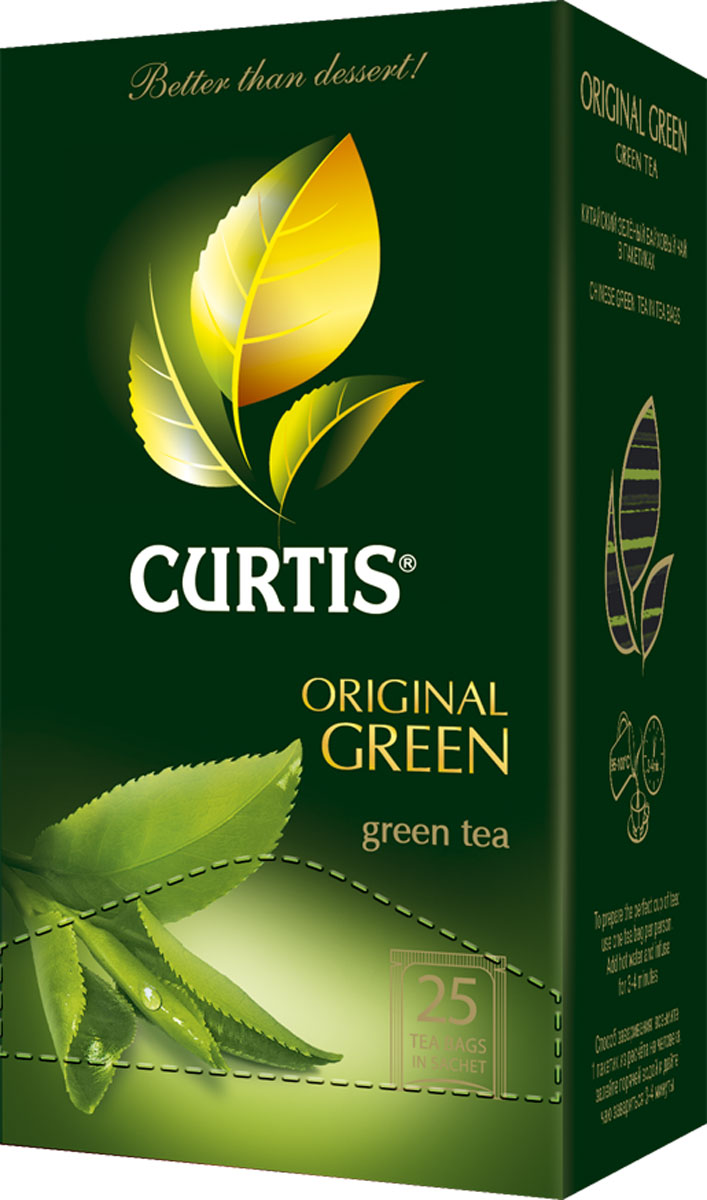 Curtis Original Green Tea зеленый чай в пакетиках, 25 шт510916 Curtis Original Green Tea зеленый чай в пакетиках, 25 шт510916Изысканный вкус превосходного зеленого чая Curtis Original Green Tea и тонкий цветочный аромат наполняют умиротворением и спокойствием, словно живописный вид на священные горы Китая.