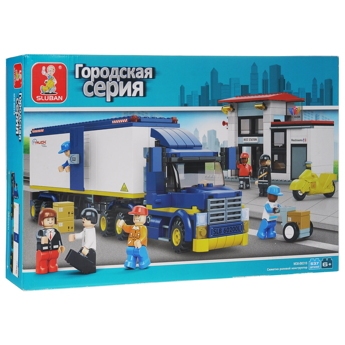 Sluban Конструктор ГрузовикM38-B0318 Sluban Конструктор ГрузовикM38-B0318Конструктор Sluban Грузовик обязательно привлечет внимание вашего ребенка и не позволит ему скучать. С помощью элементов конструктора малыш сможет самостоятельно собрать грузовик, пластиковые детали которого отличаются высокой прочностью и не содержат токсины и вредные вещества. В комплект также входят фигурки людей и иллюстрированная инструкция по сборке конструктора. Малыш сможет часами играть с этим конструктором, придумывая разные истории и комбинируя детали. Собирая конструктор, ребенок развивает воображение, мелкую моторику рук, пространственное и логическое мышление. Роскошный грузовик станет отличным подарком вашему ребенку! Набор содержит 535 деталей. Рекомендуемый возраст: от 6 лет.