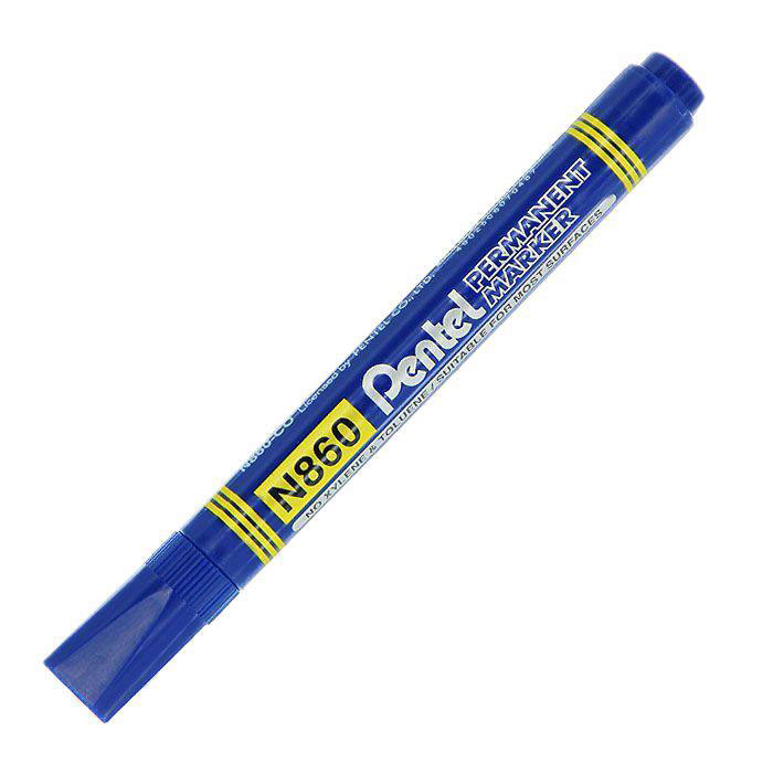 Pentel Маркер перманентный Chisel Point, цвет: синийPN860-C Pentel Маркер перманентный Chisel Point, цвет: синийPN860-CМаркер перманентный Chisel Point со скошенным наконечником позволяет проводить линии шириной от 1.8 до 4.5 мм. Маркер заправлен перманентными чернилами, они быстро высыхают, чернила свето- и влагостойкие. Надписи, сделанные этим маркером, устойчивы к истиранию. Подходит для маркирования на бумаге, картоне, пластике, стекле и металле.