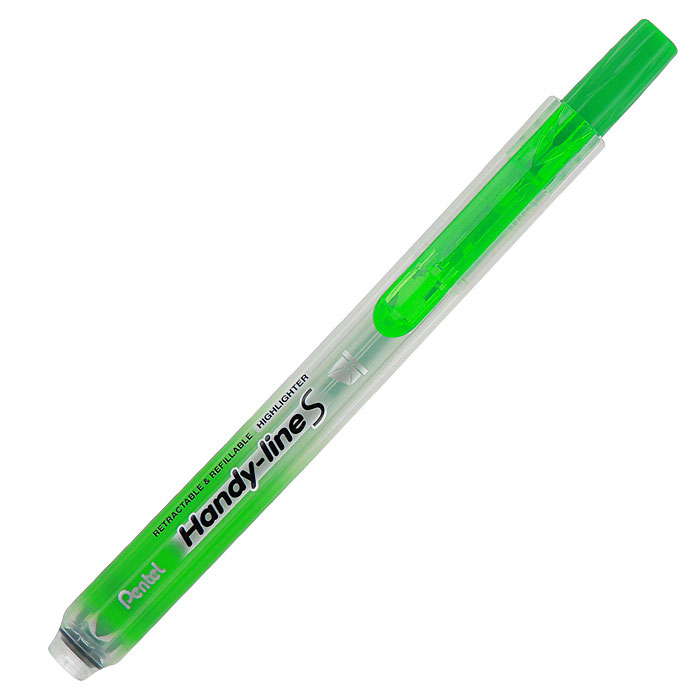Pentel Текстовыделитель Handy-Lines, цвет: салатовыйPSXS15-K Pentel Текстовыделитель Handy-Lines, цвет: салатовыйPSXS15-KТекстовыделитель Handy-Lines с функцией чистый карман салатового цвета станет незаменимым как на столе школьника, так и студента. Стержень автоматически убирается при нажатии на кнопку. Такой маркер никогда не испачкает вашу одежду! Обеспечивает ровные четкие линии толщиной 1,0-4,5 мм.