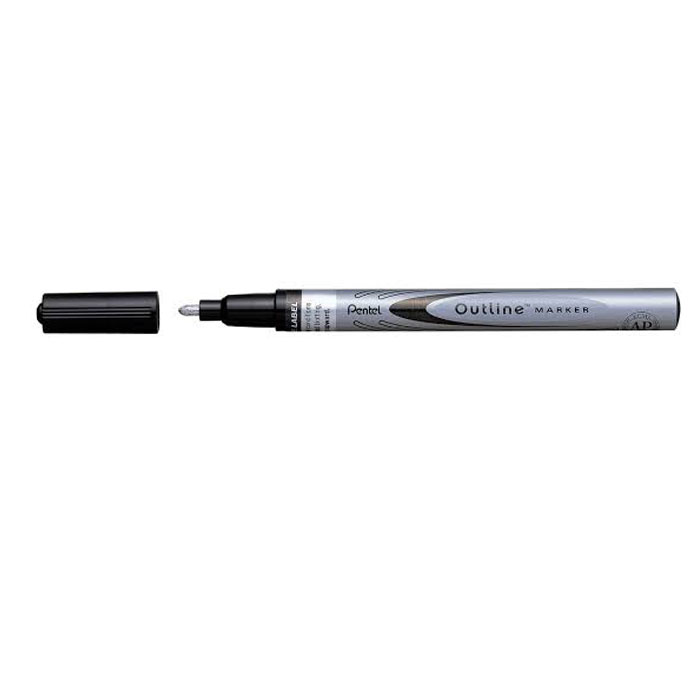 Pentel Маркер двухцветный Outline Marker, цвет: черный, серебряныйPMSP60-ZA Pentel Маркер двухцветный Outline Marker, цвет: черный, серебряныйPMSP60-ZAМаркер двухцветный Outline Marker с уникальной системой позволяет создать 2 линии разных цветов одним движением руки! Надежный волоконный наконечник образует среднюю серебристую линию, обрамленную с 2-х сторон чернилами черного цвета. Толщина линии 2,6 мм. Двуцветный эффект наиболее заметен на шероховатых поверхностях: цветном или белом картоне, плотной бумаге.