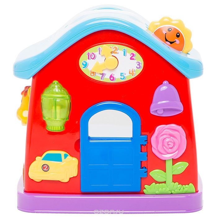 Kiddieland Развивающий центр Домик УмницыKID 051201 Kiddieland Развивающий центр Домик УмницыKID 051201Развивающий центр Kiddieland Домик Умницы - это музыкальная и развивающая многофункциональная игрушка, озвученная на русском языке. Домик учит песенкам и стишкам о правилах поведения в машине, на дороге и дома. На одной из сторон - пианино с цветными клавишами и песенка, с помощью которой ребенок познакомится с нотами. В холодильнике размещены кнопки-продукты, нажимая на которые ребенок услышит смешные стишки. Песенки учат помогать маме. При нажатии на звоночек зажигается фонарик, и звучит песенка о гостях. Игрушка оборудована безопасным зеркальцем и удобной ручкой для переноски. Игрушка развивает мелкую моторику, мышление, зрительное и звуковое восприятие. Рекомендуемый возраст: от 12 месяцев. Питание: 2 батарейки типа АА (входят в комплект).