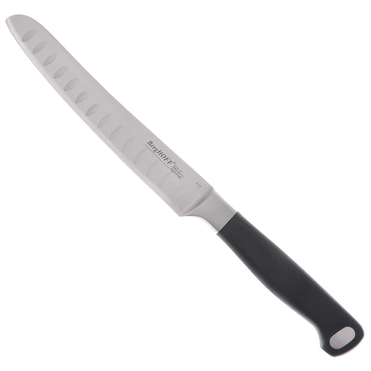 Нож для нарезки BergHOFF Gourmet, длина лезвия 15 см1399843 Нож для нарезки BergHOFF Gourmet, длина лезвия 15 см1399843Нож BergHOFF Gourmet изготовлен из высококачественной хром-молибден-ванадиевой стали (Х50CrMovV15), устойчив к пятнам, коррозии. Благодаря нескользящей рукоятке нож исключительно удобен в использовании, а выкованный вручную выступ ножа обеспечивает идеальное равновесие. Специальный упор для пальцев предотвращает соскальзывание руки на лезвие. Нож подходит для тонкой нарезки любых продуктов. Идеален для нарезки лосося и ветчины. Рекомендуется мыть вручную. Длина ножа: 27 см. Длина лезвия: 15 см.