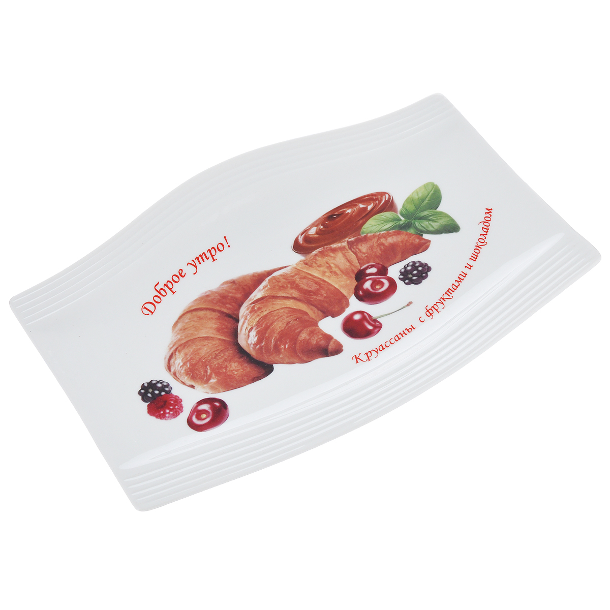 Блюдо LarangE Круассаны с фруктами и шоколадом, 25 х 17,5 см589-320 Блюдо LarangE Круассаны с фруктами и шоколадом, 25 х 17,5 см589-320Блюдо LarangE Круассаны с фруктами и шоколадом изготовлено из прочного высококачественного фарфора. Изделие украшено изображением сырников. Пусть ваше утро начинается с незабываемого завтрака! Можно использовать в СВЧ печах, духовом шкафу и холодильнике. Не применять абразивные чистящие вещества. Размер блюда: 25 см х 17,5 см. Высота блюда: 2 см.
