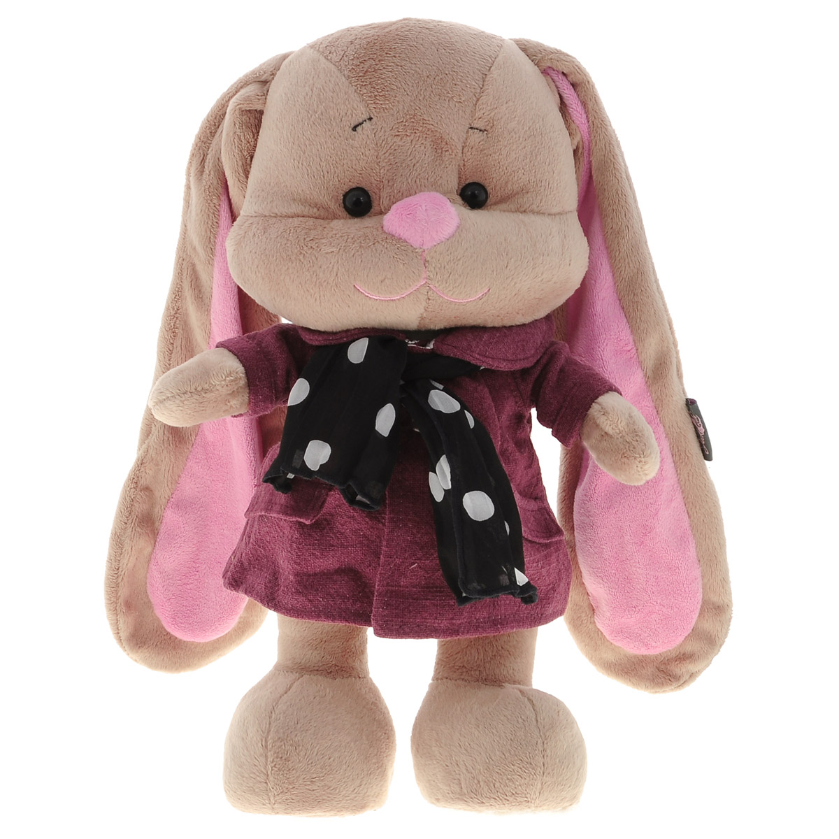 Maxi Toys Мягкая игрушка Зайка Лин, цвет пальто: бордовый, 34 смJL-004ST-25_в бордовом платье Maxi Toys Мягкая игрушка Зайка Лин, цвет пальто: бордовый, 34 смJL-004ST-25_в бордовом платьеМягкая игрушка Maxi Toys Зайка Лин обязательно привлечет внимание вашего ребенка. Изделие изготовлено из приятных на ощупь и очень мягких материалов, безвредных для малыша. Игрушка представлена в виде зайчика, одетого в пальто, а на шее подвязан шарфик. Зайка Лин - очаровательная модница, которая поражает безупречным стилем своих нарядов. Ее любимое занятие наряжаться в красивую одежду и дарить окружающим хорошее настроение. Даже в холодную погоду она остается веселой и привлекательной. Игрушка упакована в подарочную коробку. А внутри - ленточки и две поздравительные открытки. Симпатичная игрушка, которая неизменно будет радовать вашего ребенка, а также способствовать полноценному и гармоничному развитию его личности.