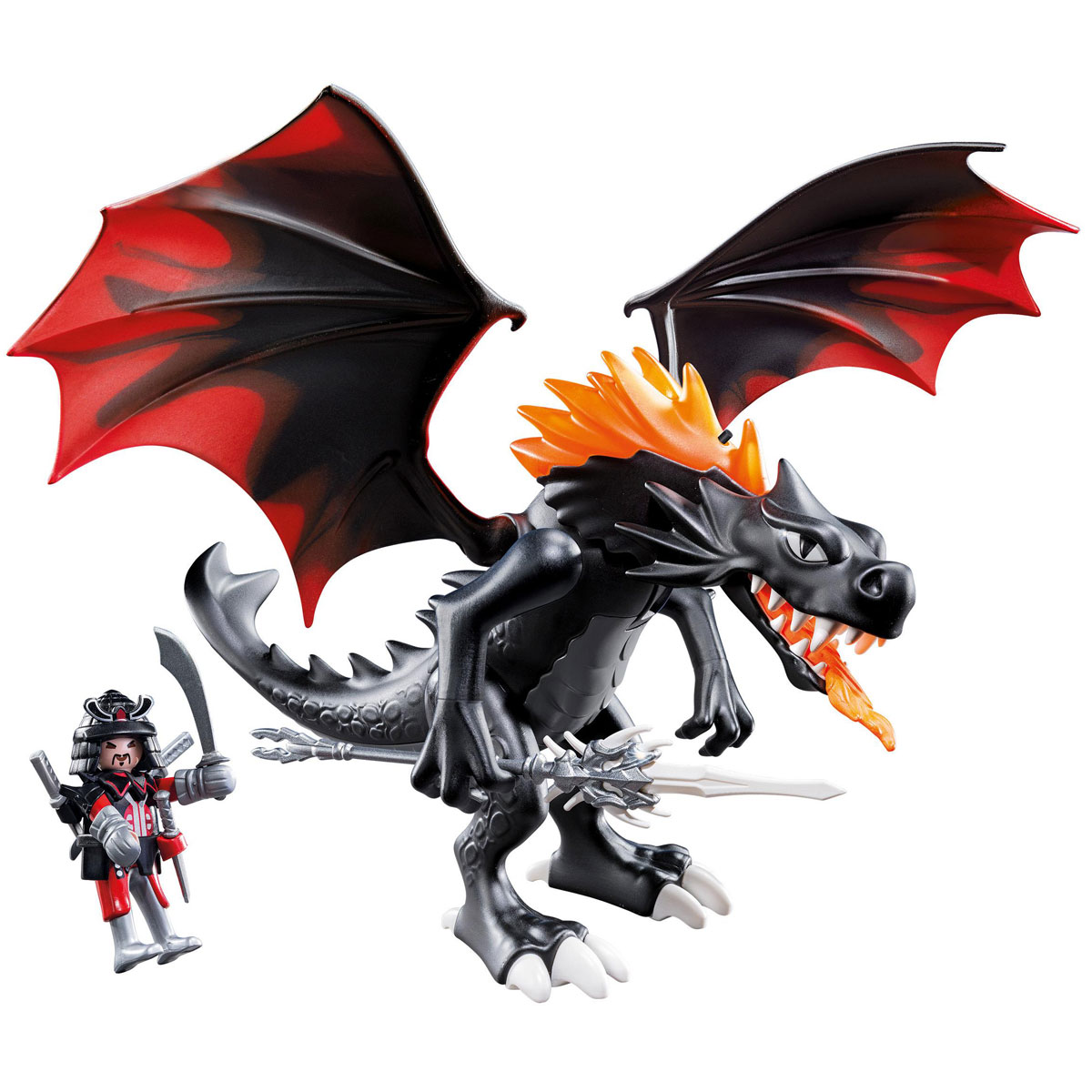 Playmobil Игровой набор Азиатский дракон: Битва Дракона5482pm Playmobil Игровой набор Азиатский дракон: Битва Дракона5482pmИгровой набор от известного производителя игрушек Playmobil обязательно понравится ребенку и не позволит ему скучать. В набор входят большой дракон и воин в доспехах с оружием. Огонь из пасти дракона и грива имеют LED-подсветку, которая включается нажатием кнопки. Крылья дракона поднимаются и опускаются, туловище сгибается. Фигурку воина можно посадить на спину дракона. Играя, ребенок будет придумывать различные сюжетные линии и увлекательные истории. Порадуйте его таким интересным и полезным для развития подарком. Отличительная особенность конструкторов Playmobil - их нельзя разобрать на отдельные элементы, они предназначены больше для игры с моделями, чем для их сборки. Все детали очень правдоподобны, а каждый набор включает множество аксессуаров и все они взаимодополняемы. Вас и всех окружающих, без сомнения, порадуют веселые детские возгласы во время интересной игры. Позвольте ребенку создать свой мир и наполнить его именно теми персонажами и элементами,...