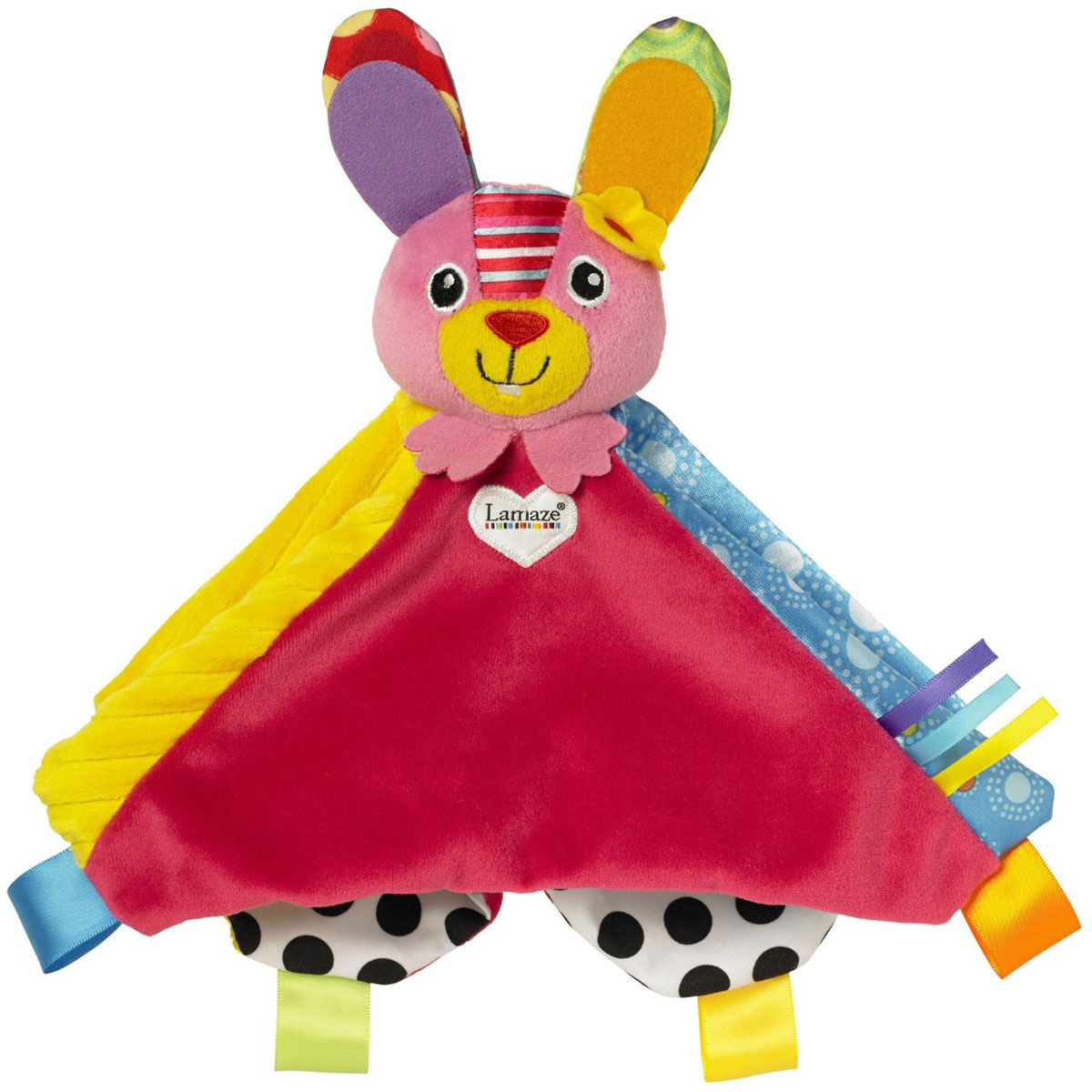 Lamaze Мягкая игрушка-погремушка Зайка БеллаLC27624RU Lamaze Мягкая игрушка-погремушка Зайка БеллаLC27624RUЯркая мягкая игрушка-погремушка Lamaze Зайка Белла создана специально для самых маленьких. Легкая и удобная для детских ручек игрушка выполнена в виде забавного зайчика. Изделие изготовлено из приятных на ощупь гипоаллергенных материалов, полностью безопасных для здоровья. Голова зайчика является погремушкой, а тело выполнено в виде разноцветного одеяльца. Такая оригинальная игрушка способствует развитию внимания, слухового и зрительного восприятия и мелкой моторики.