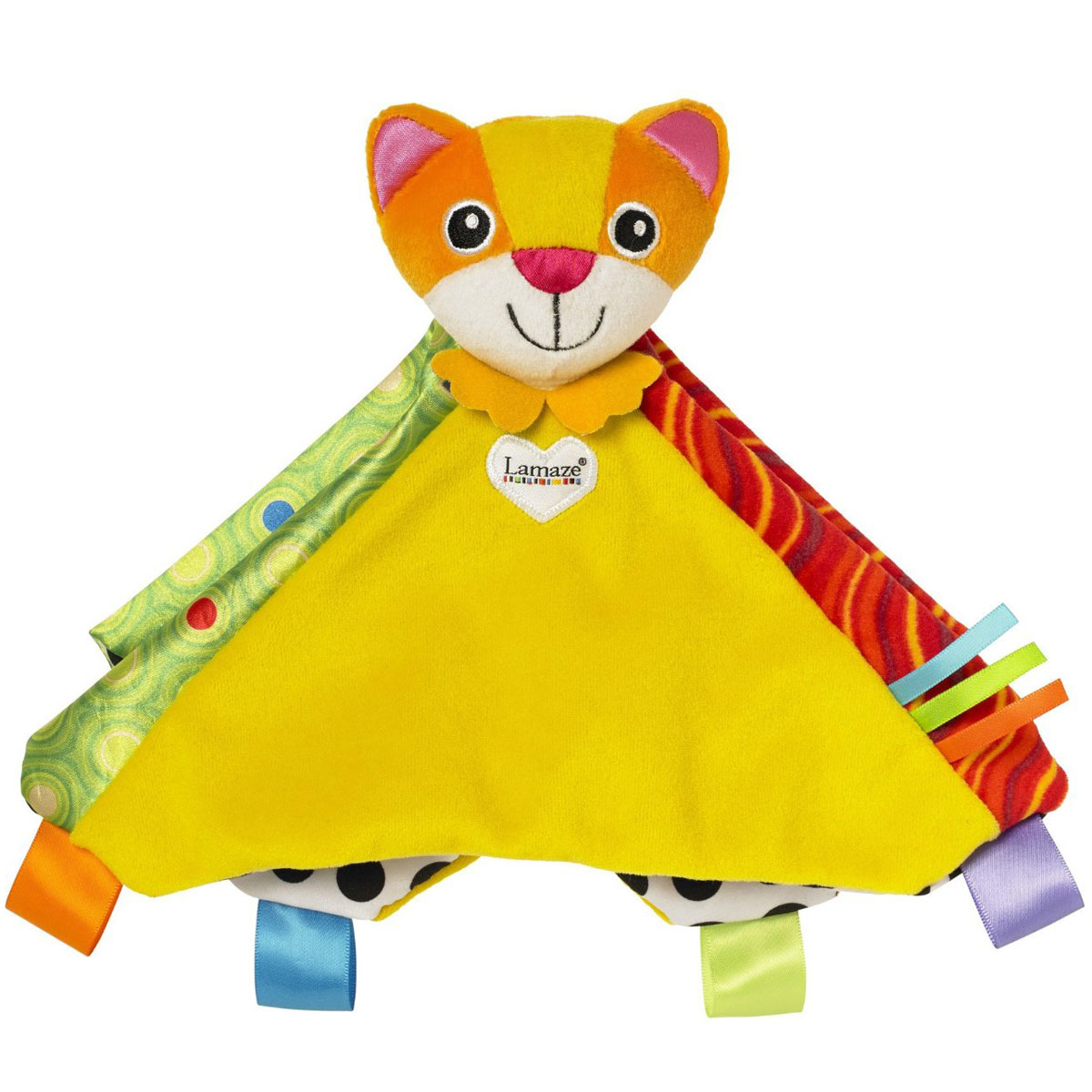 Lamaze Мягкая игрушка-погремушка Котенок МиттиLC27623RU Lamaze Мягкая игрушка-погремушка Котенок МиттиLC27623RUМягкая игрушка-погремушка Lamaze Котенок Митти создана специально для самых маленьких. Легкая и удобная для детских ручек игрушка выполнена в виде симпатичного котенка. Изделие изготовлено из приятных на ощупь гипоаллергенных материалов, полностью безопасных для здоровья. Голова котенка является погремушкой, а тело выполнено в виде разноцветного одеяльца. Такая оригинальная игрушка способствует развитию внимания, слухового и зрительного восприятия и мелкой моторики.