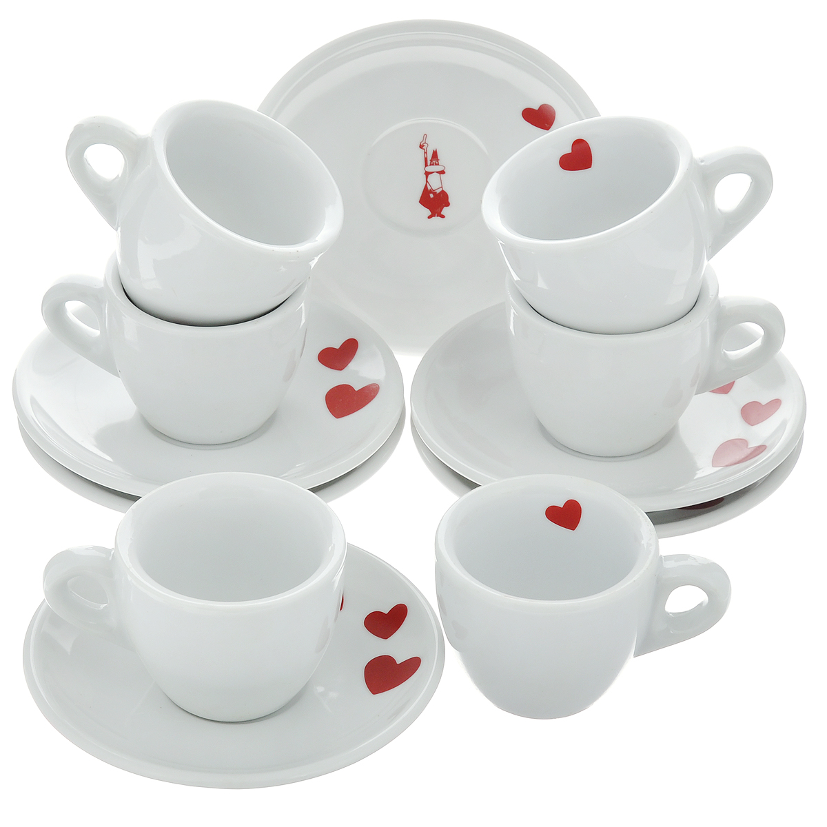 Набор чашек для кофе Bialetti, с блюдцами, цвет: белый, красный, 12 предметов135 Набор чашек для кофе Bialetti, с блюдцами, цвет: белый, красный, 12 предметов135Набор Bialetti состоит из 6 чашек для кофе и 6 блюдец, выполненных из высококачественной керамики. Материал изделий абсолютно безопасен для здоровья. Набор Bialetti оригинального дизайна позволит насладиться вашими любимыми напитками. Прекрасный подарок для друзей и близких. Можно мыть в посудомоечной машине. Объем чашки: 60 мл. Диаметр (по верхнему краю): 6 см. Высота чашки: 5 см.