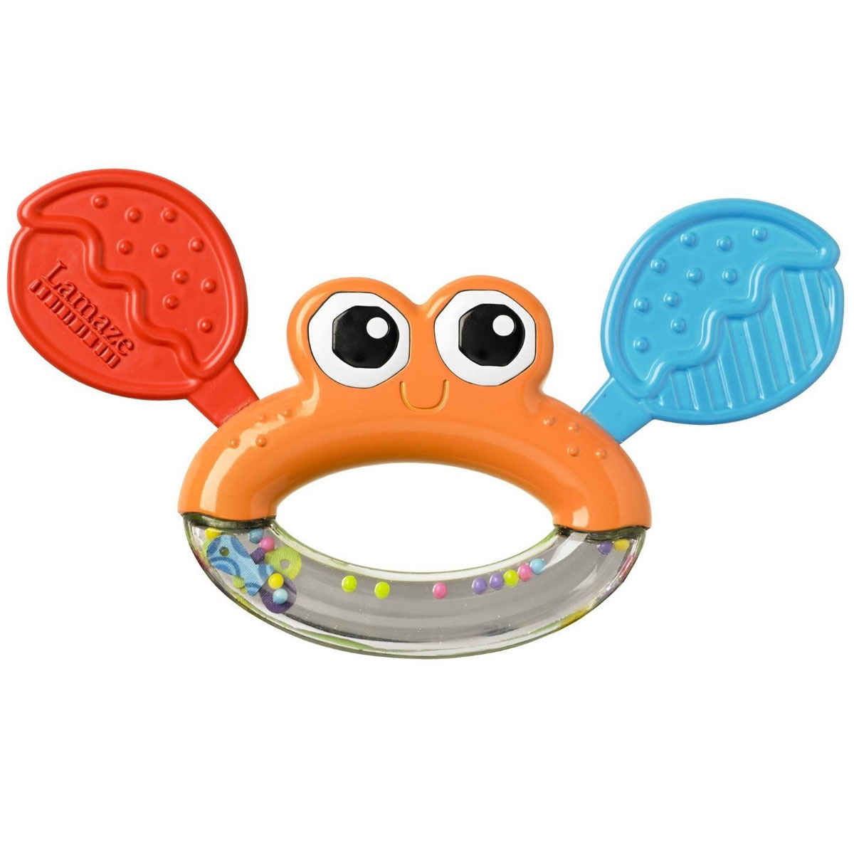 Lamaze Погремушка-прорезыватель Крабик Клик-КлакLC27621RU Lamaze Погремушка-прорезыватель Крабик Клик-КлакLC27621RUЯркая погремушка-прорезыватель Lamaze Крабик Клик-Клак для самых маленьких обязательно понравится вашему крохе. Изготовлена из высококачественных и безопасных материалов для малыша. Игрушка выполнена в виде симпатичного краба с разноцветными клешнями. Клешни представлены в виде прорезывателей, которые помогут успокоить вашего малыша во время прорезывания первых зубов. Краба удобно держать маленькими ручками, а веселые разноцветные лапки и погремушка с зеркальцем делают игру с ним еще более увлекательной. Погремушка-прорезыватель развивает осязательные, зрительные и двигательные способности вашего ребенка.