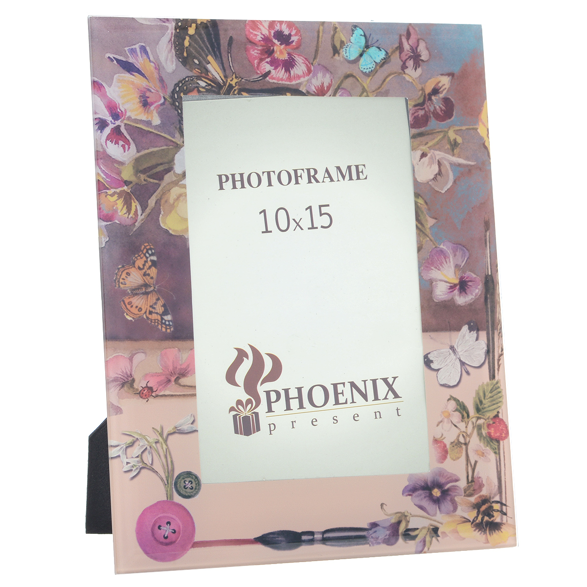Фоторамка Феникс-презент Полевые цветы, 10 х 15 см38957 Фоторамка Феникс-презент Полевые цветы, 10 х 15 см38957Декоративная фоторамка Феникс-презент Полевые цветы, выполненная из высококачественного стекла, украсит интерьер помещения оригинальным образом, а также позволит сохранить на память изображения дорогих вам людей и интересных событий вашей жизни. Рамка оформлена изображением цветов и бабочек. У рамки есть ножка для размещения ее на столе. С такой фоторамкой вы сможете не просто внести в интерьер своего дома элемент необычности, но и создать атмосферу загадочности и изысканности.