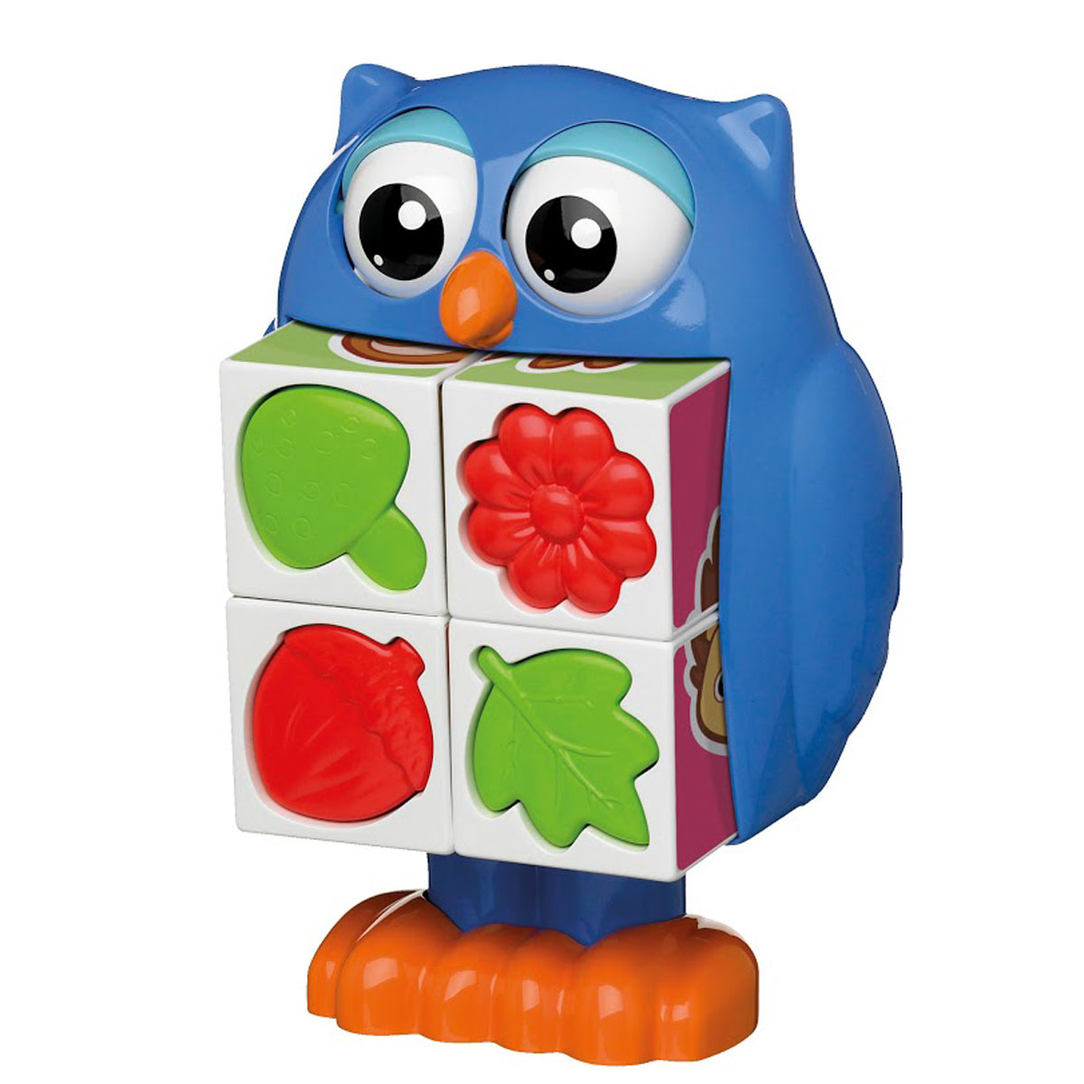 Tomy Развивающая игрушка Кубики-загадки от профессора СовыE72100RU Tomy Развивающая игрушка Кубики-загадки от профессора СовыE72100RUРазвивающая игрушка Кубики-загадки от профессора Совы обязательно понравится малышам. Чтобы начать игру, кроха должен нажать на голову совы и из ее животика выпадут четыре кубика. Из кубиков ребенок сможет собрать простые картинки. Кроме того, на одной из сторон каждого кубика малыш найдет формочку в виде цветка, листочка, желудя или гриба, с ней можно играть отдельно, например, брать с собой в песочницу. Игрушка выполнена из высококачественного пластика, не имеет острых углов и мелких деталей, безопасна для детей. Игра с кубиками поможет крохе развить внимание, моторику и память. Кубики-загадки развивают мышление ребенка, помогают ему понять соотношение частей и целого изображения.