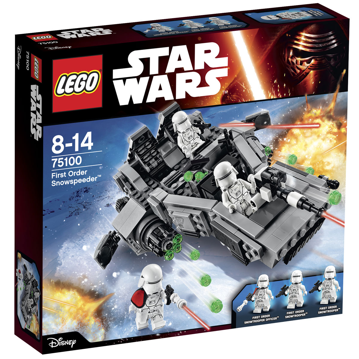 LEGO Star Wars Конструктор Снежный спидер Первого Ордена 7510075100 LEGO Star Wars Конструктор Снежный спидер Первого Ордена 7510075100Конструктор LEGO Снежный спидер Первого Ордена станет отличным подарком фанатам Звездных войн! Снежный спидер прекрасно подойдёт для транспортировки штурмовиков и вооружения к местам сражений. Его треугольный корпус, выполненный из деталей серых оттенков, покрыт защитными пластинами, не боящимися экстремально низких температур. В носовой части организовано место стрелка, состоящее из прямоугольной ниши и мощной пушки. Во время патрулирования территорий пушка не активна и находится в сложенном виде, а во время атаки она поднимается и ведёт прицельный огонь по силам противника. В центральной части спидера устроен открытый отсек для хранения, в котором могут поместиться 3 контейнера с боеприпасами и держатели для бластеров. Хвостовая часть боевого корабля оборудована двумя эргономичными креслами с бронированными подголовниками. Левое кресло, снабжённое приборной панелью, предназначено для офицера, а правое - для вооружённого штурмовика. По бокам от них видны мощные двигатели с...