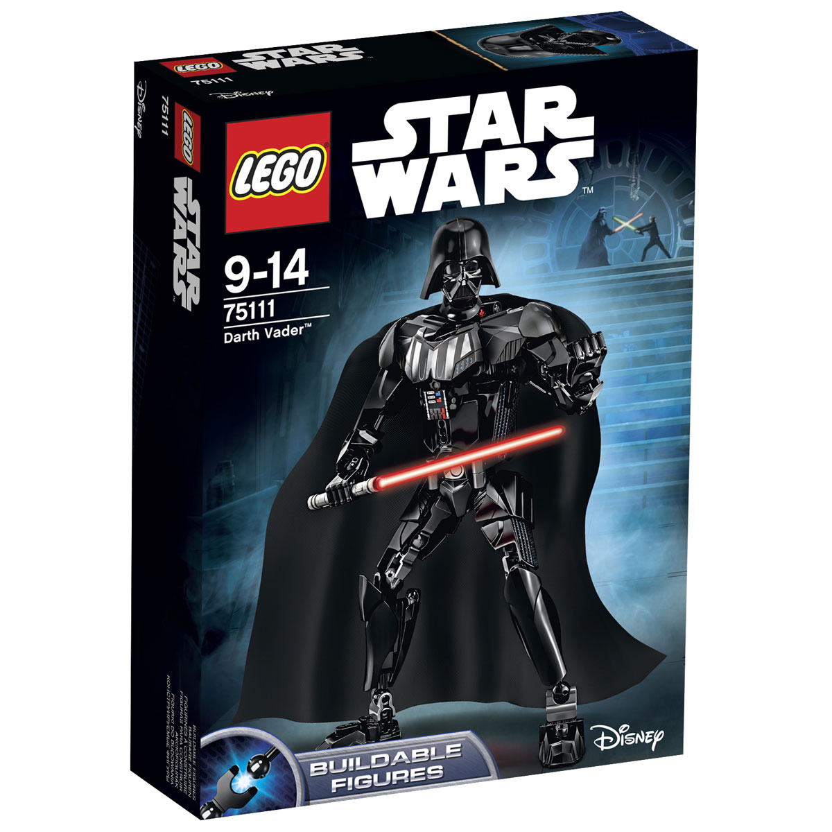 LEGO Star Wars Конструктор Дарт Вейдер 7511175111 LEGO Star Wars Конструктор Дарт Вейдер 7511175111Конструктор LEGO Дарт Вейдер станет отличным подарком фанатам Звездных войн! После дуэли с Оби-Ваном Кеноби Дарт Вейдер был вынужден носить уникальные доспехи, которые стали его своеобразной визитной карточкой. По сути, это мрачное обмундирование служило многофункциональной системой жизнеобеспечения, которая не только скрывала тяжелейшие травмы Вейдера, но и помогала ему ощутить всю мощь Тёмной стороны Силы. На голове Лорда ситов красовался начищенный чёрный шлем, соединённый с маской. В ней был установлен дыхательный аппарат с треугольным воздушным фильтром в области рта. Грудная клетка и плечи Вейдера покрывались специальной бронёй, выполненной из прочных сплавов чёрного и серого цвета. К верхним швам нагрудника присоединялся длинный матерчатый плащ, который эффектно развивался при ходьбе. В области солнечного сплетения была зафиксирована панель управления, состоящая из кнопок и разноцветных индикаторов. С её помощью можно было отрегулировалось большинство функций костюма....