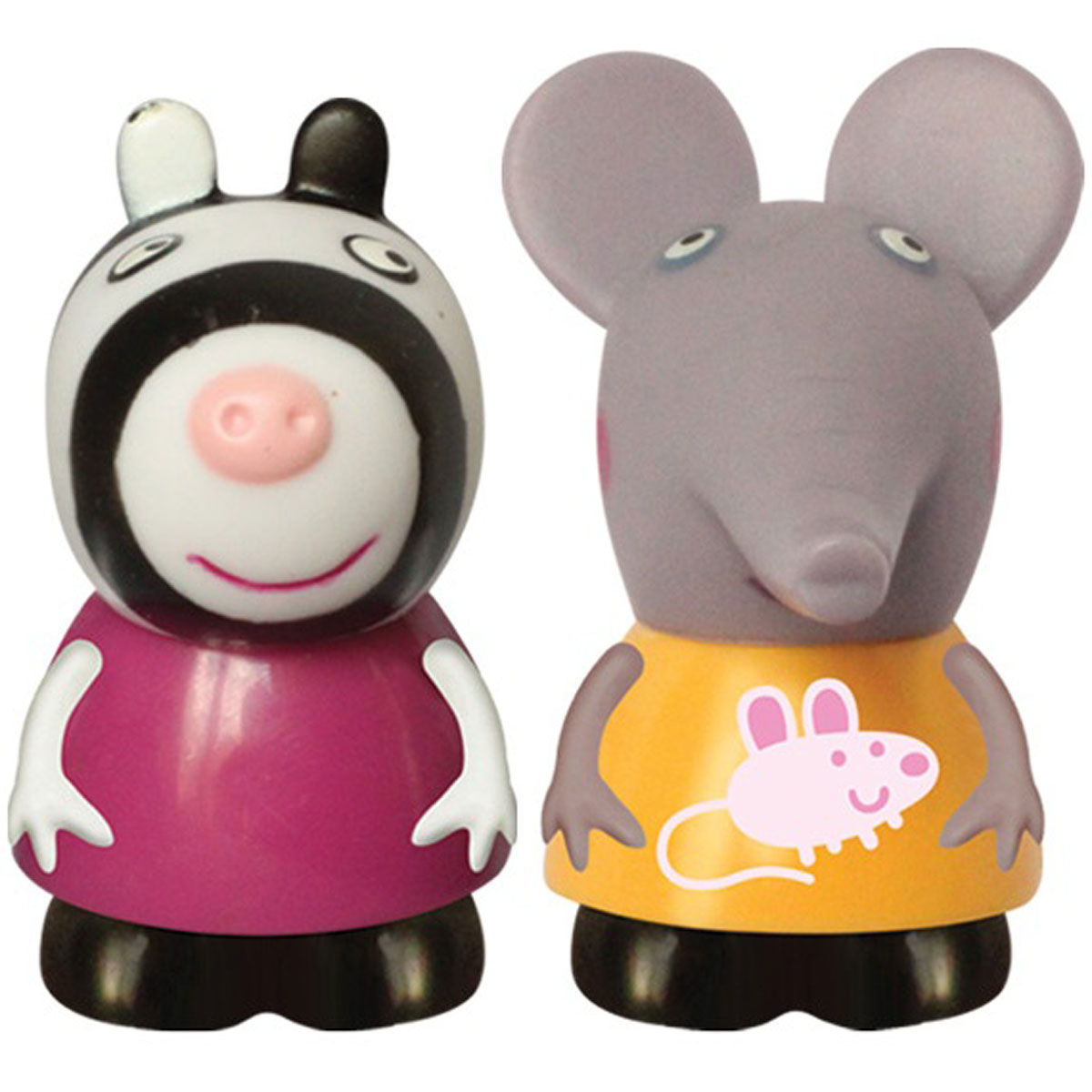 Peppa Pig Игровой набор Эмили и Зои27131 Peppa Pig Игровой набор Эмили и Зои27131Игровой набор Peppa Pig Эмили и Зои непременно понравится вашему ребенку и займет его внимание надолго. Набор включает две фигурки: слоненка Эмили и зебру Зои. Фигурки выполнены из мягкого пластизоля. Ваш ребенок будет с удовольствием играть с этим набором, придумывая различные истории и составляя собственные сюжеты. Пеппа - симпатичная маленькая свинка, которая живет вместе со своими Мамой Свинкой, Папой Свином и маленьким братиком Джорджем. Пеппа обожает играть, наряжаться, бывать в новых местах и заводить новые знакомства, но самое любимое занятие Пеппы - прыгать в грязных лужах. Герои мультфильма наделены частично качествами людей, частично качествами животных. Они ходят в одежде, живут в домах, ездят на машинах, ходят на работу и в театр. Дети отмечают дни рождения, играют в парках, катаются на катках и занимаются всем, что присуще людям. В то же время свинки постоянно хрюкают, овечки блеют, а кошки мяукают. Игровой набор Peppa Pig Эмили и Зои станет отличным...