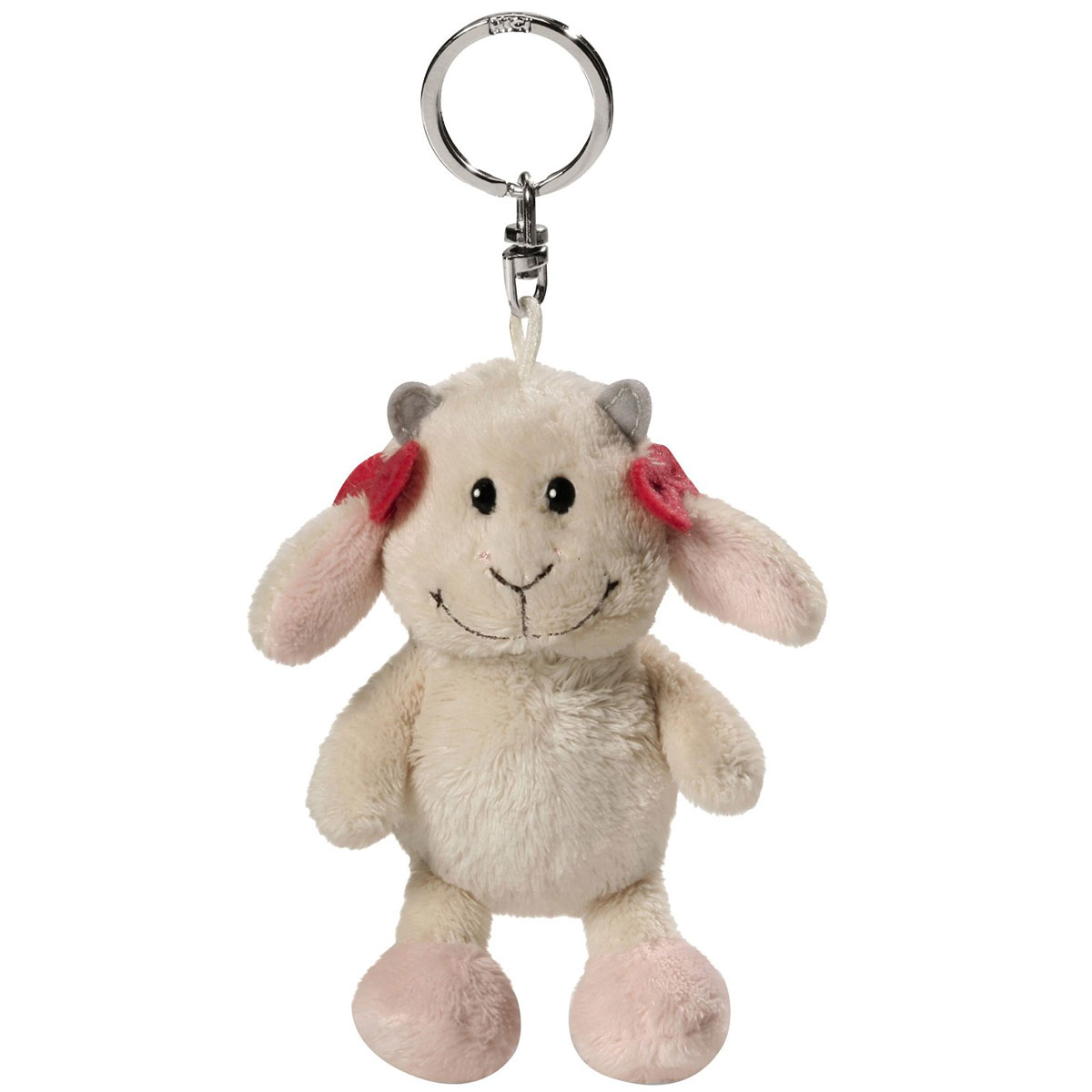 Nici Мягкая игрушка-брелок Козочка Гретель, 10 см37606 Nici Мягкая игрушка-брелок Козочка Гретель, 10 см37606Мягкая игрушка-брелок Nici Козочка Гретель изготовлен из приятных на ощупь материалов и его очень удобно держать в руках. У козочки глазки-бусинки, прошитые нитками носик и улыбающийся рот, над ушами Гретель повязаны розовые бантики. Специальные гранулы, используемые при набивке, способствуют развитию мелкой моторики рук. Удобное крепление в виде металлического кольца позволяет подвесить брелок на ключи, сумку или школьный портфель. Прекрасное качество исполнения делают эту игрушку чудесным подарком.
