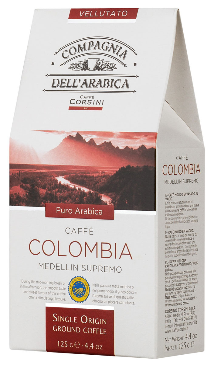 Compagnia DellArabica Colombia Medellin Supremo молотый кофе,125 г (вакуумная упаковка)8001684904037 Compagnia DellArabica Colombia Medellin Supremo молотый кофе,125 г (вакуумная упаковка)8001684904037Compagnia DellArabica Colombia Medellin Supremo - изящный и несравненный сорт с лучших плантаций Южной Америки. Это легкий кофе средней кислотности, с тонким, деликатным ароматом и слабым ореховым привкусом. Чтобы насладиться неповторимым вкусом молотого кофе от Compagnia DellArabica, вы можете приготовить его любым известным вам способом, даже просто залив кипятком в чашке!