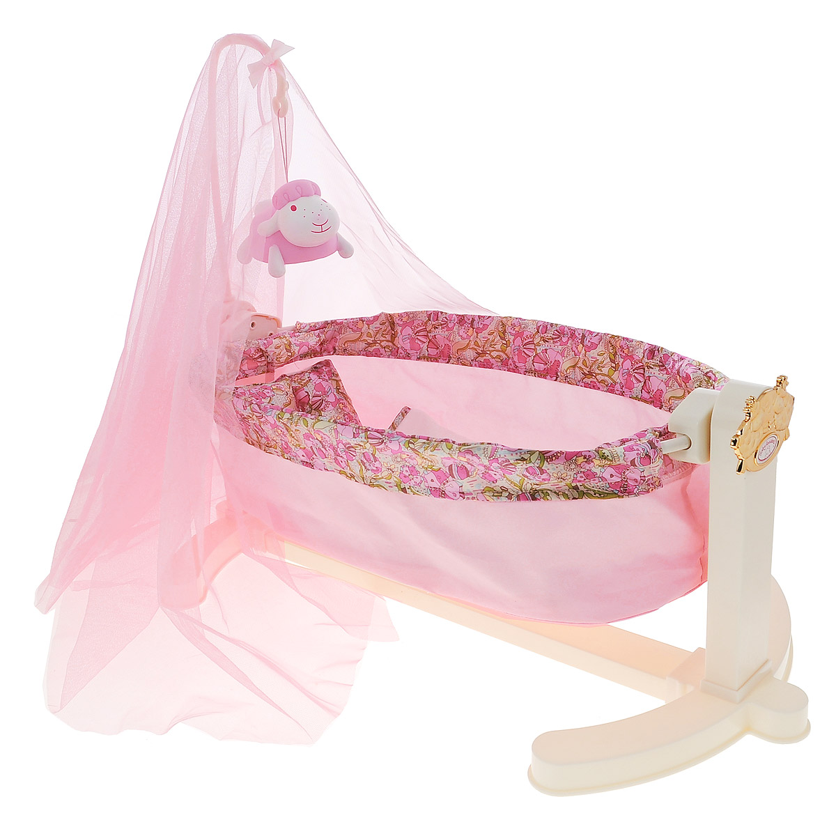 Baby Annabell Колыбель с ночником792-865 Baby Annabell Колыбель с ночником792-865Эта колыбелька станет отличным подарком для девочки, у которой уже есть куколка Baby Annabell. Если уложить куклу в кроватку и немного покачать, то она уснет. От яркого света малышку Baby Annabell укроет балдахин, к основанию которого подвешен ночник. При включении, ночник проигрывает колыбельную мелодию, а на кроватку и куклу будет проецироваться рисунок овечек, летающих по звездному небу. Колыбель с ночником Беби Анабель станет прекрасным дополнением для игры в дочки-матери! Подходит для кукол размером 36 и 46 см. Для работы ночника требуются две батарейки типа ААА (в комплект не входят, приобретаются отдельно).